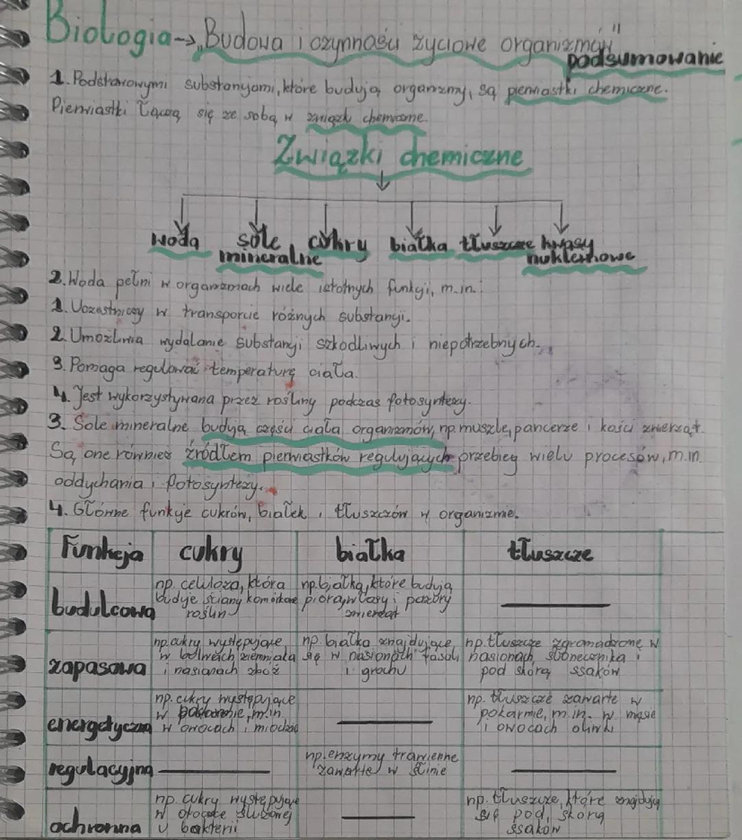 Biologia - "Budowa I czynności życiowe organizmów"