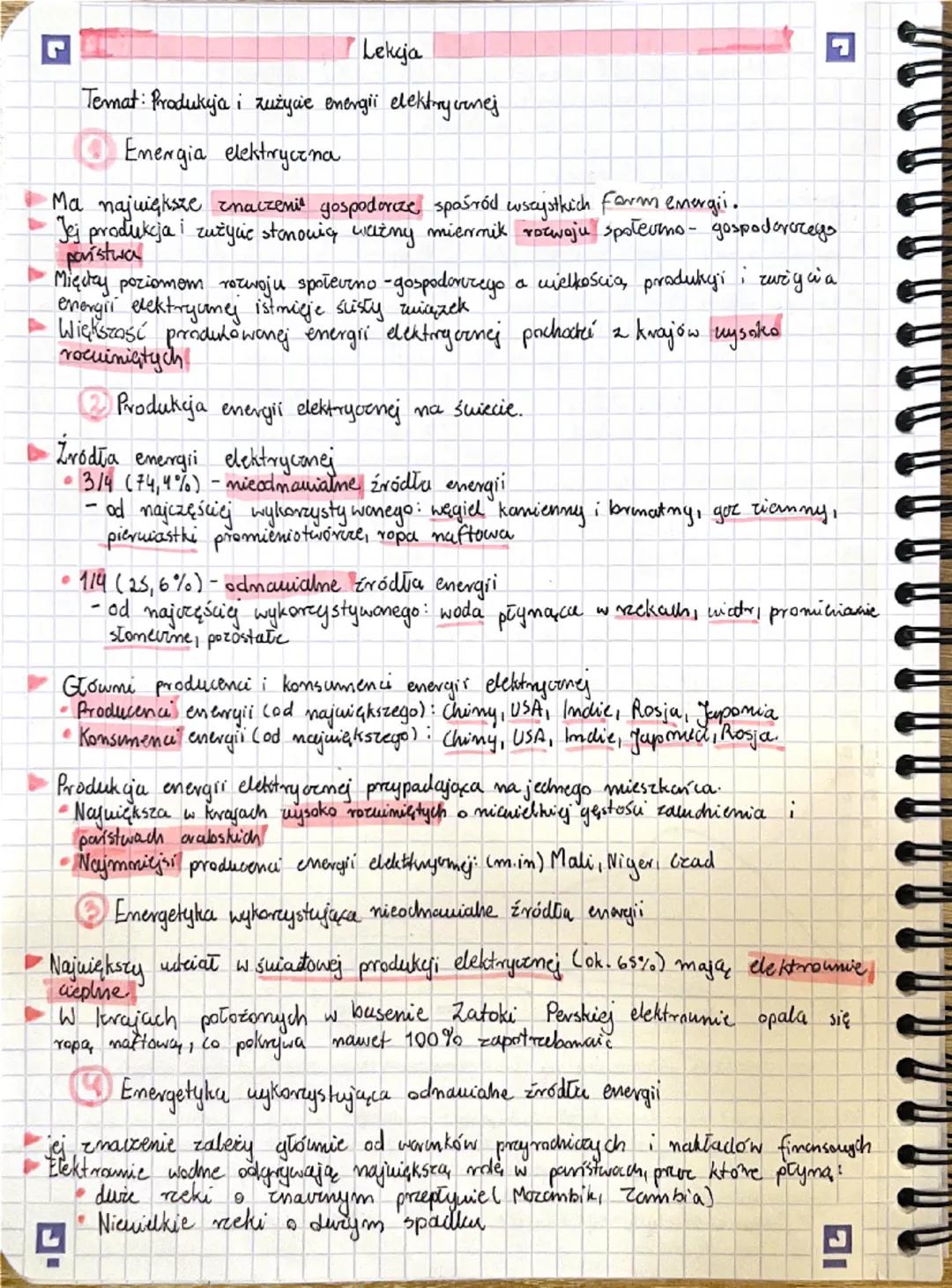 Lekcja
Temat: Produkcja i zużycie energii elektrycznej
Energia elektryczna
Ma największe znaczenia gospodarcze spośród wszystkich Farm emerg