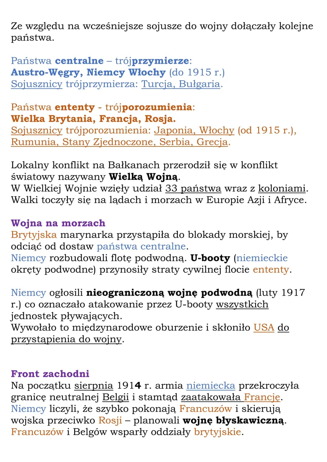 I wojna światowa
cały dział V
Kl. 7, NE
1.Świat na drodze ku
wojnie
Nowe mocarstwa:
- Niemcy (po zjednoczeniu szybko rozwijały się gospodarc