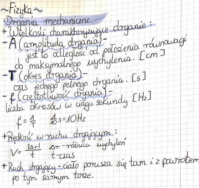 Drgania I Fale Fizyka Klasa 8 Drgania mechaniczne - rodzaje i wzory dla klasy 8 (Fizyka) - Knowunity