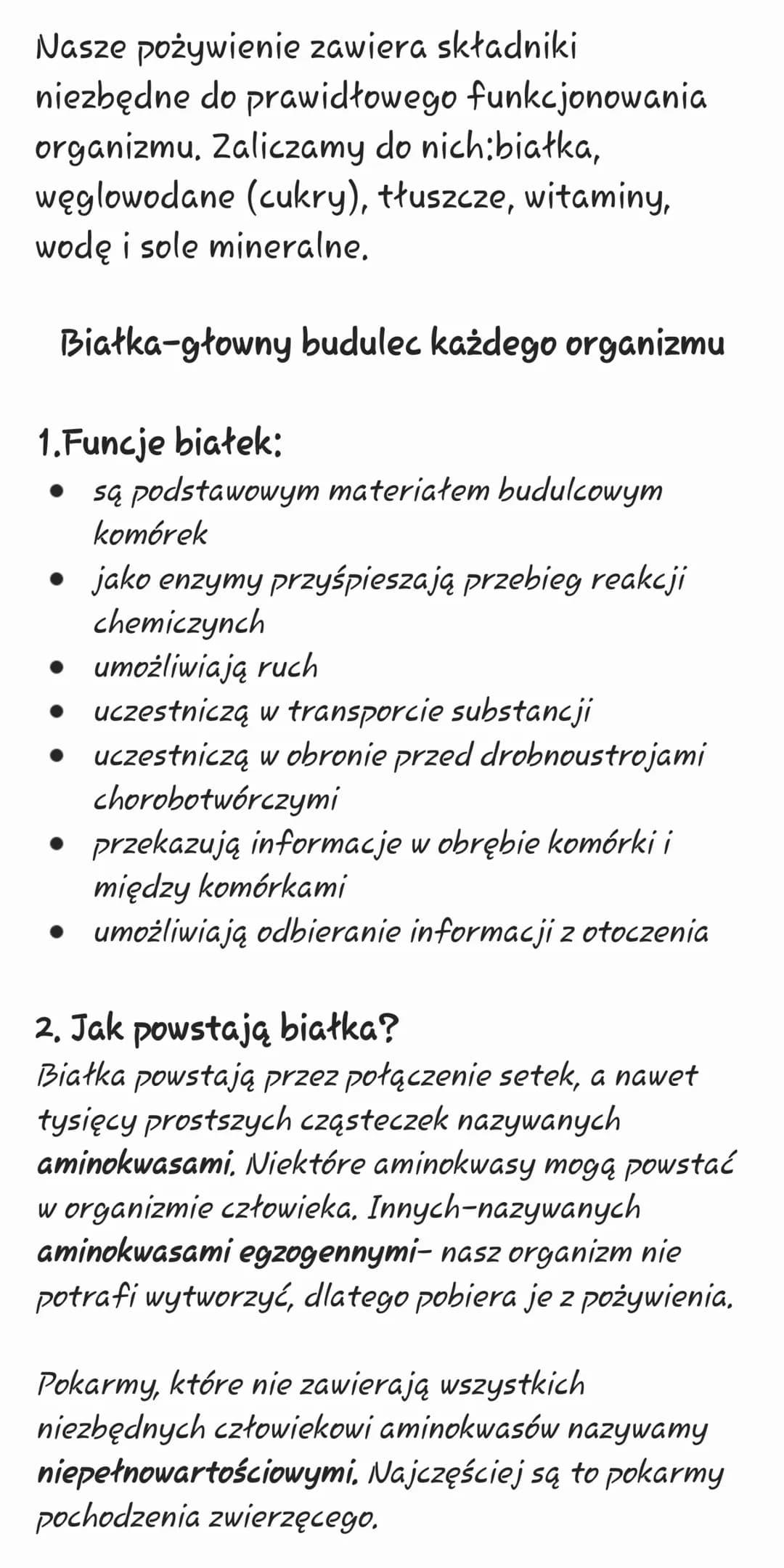 Nasze pożywienie zawiera składniki
niezbędne do prawidłowego funkcjonowania
organizmu. Zaliczamy do nich:białka,
węglowodane (cukry), tłuszc