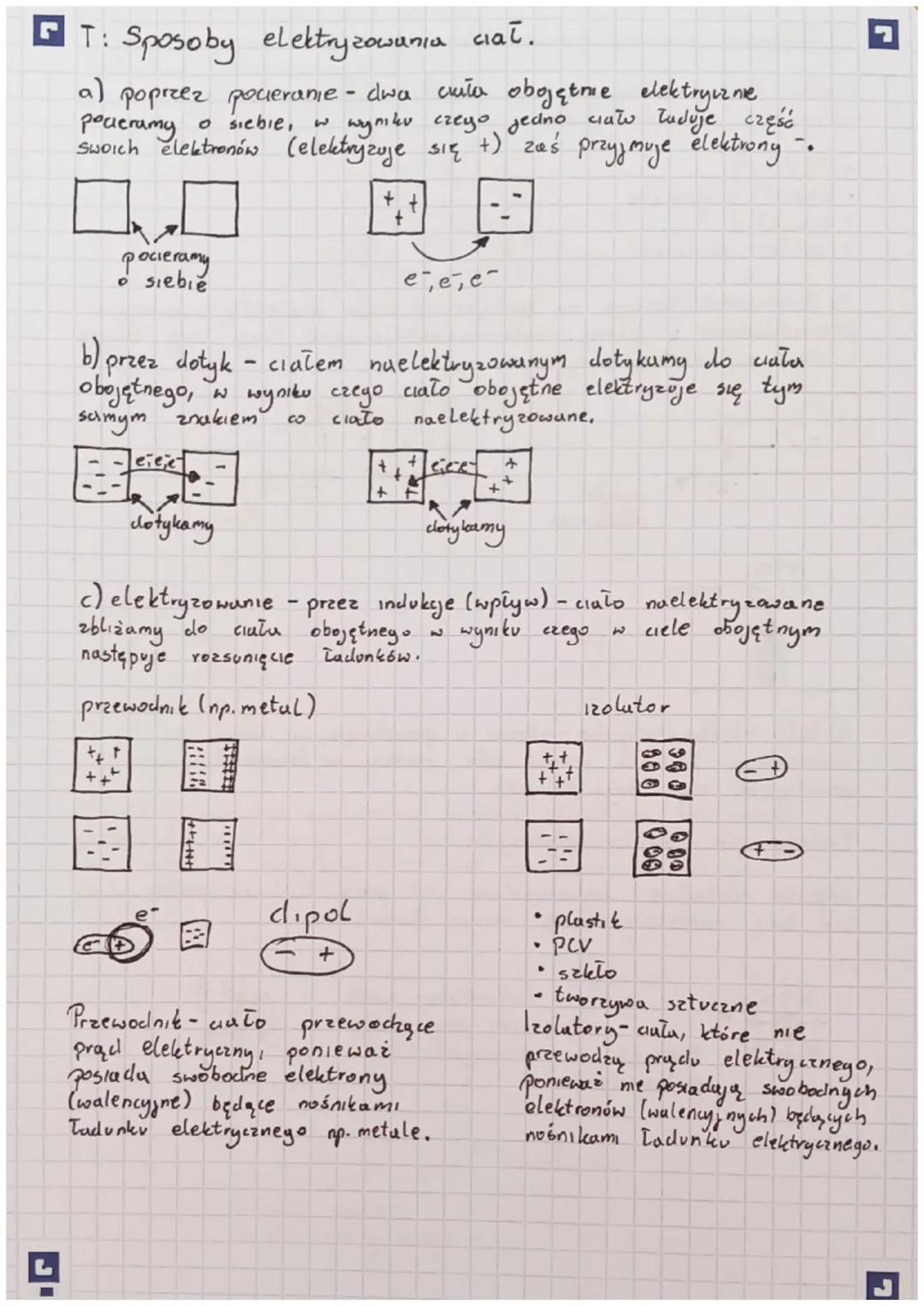 L
T: Sposoby elektryzowania ciał.
a) poprzez pocieranie - dwa ciła obojętnie elektrycznie
pocieramy
wyniku czego jedno ciało luduje część
sw