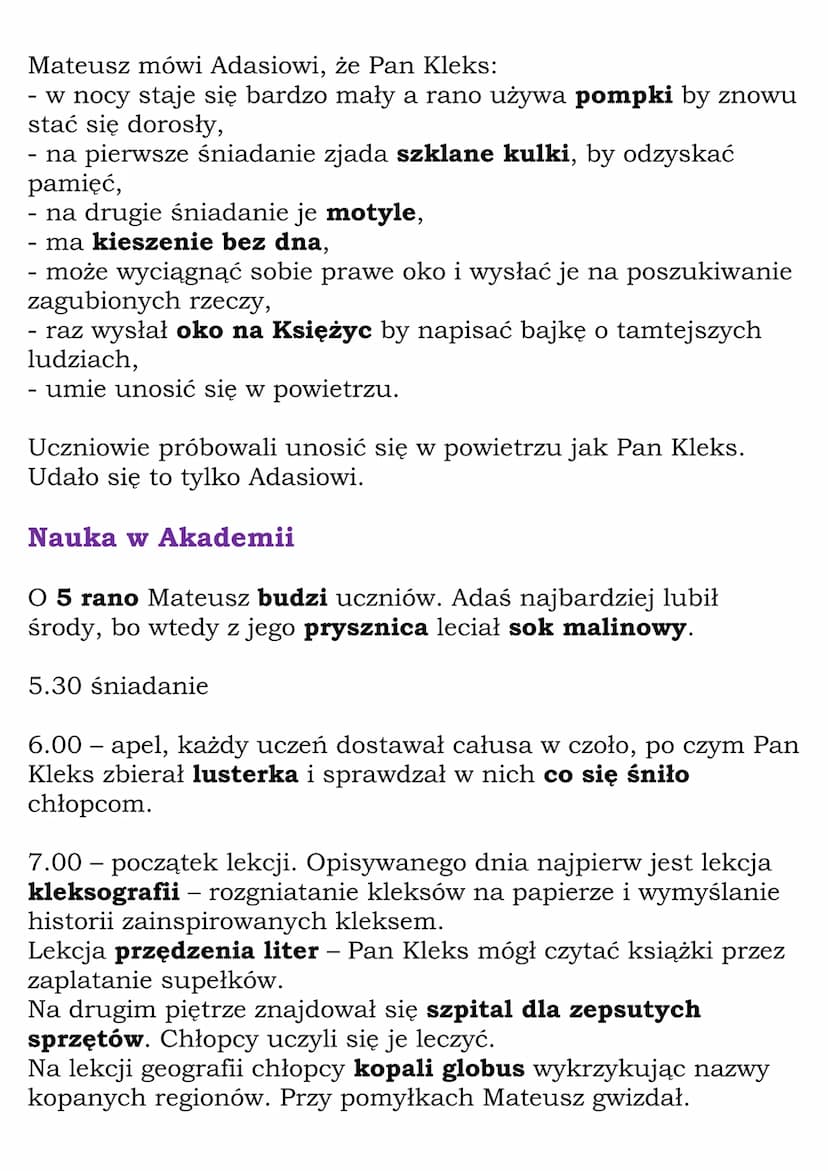 —
,,Akademia Pana Kleksa" -
streszczenie.
Tytuł: „Akademia Pana Kleksa"
Autor: Jan Brzechwa
Streszczenie (8 stron zamiast 136 )
Ta oraz inne