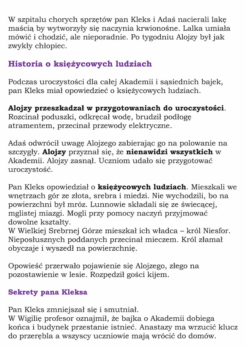 —
,,Akademia Pana Kleksa" -
streszczenie.
Tytuł: „Akademia Pana Kleksa"
Autor: Jan Brzechwa
Streszczenie (8 stron zamiast 136 )
Ta oraz inne