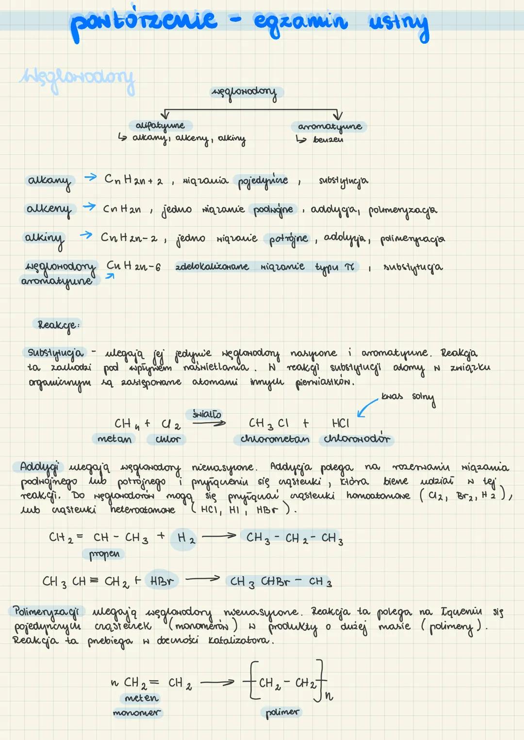 powtórzenie
Węglowodory
alkany
alkeny
алкіпу
węglowodory
aromatyune
alifatyune
↳ alkany, alkeny, alking
●
→ CnH₂n+2, wiązania pojedyricre
su