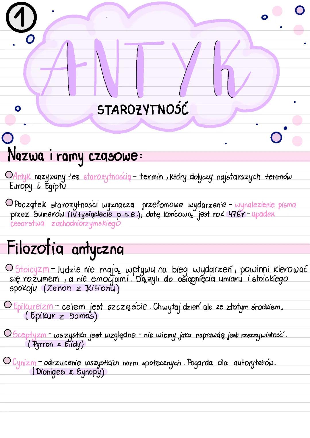 Antyk - Notatki do Matury 2023, Lektury, Opracowania