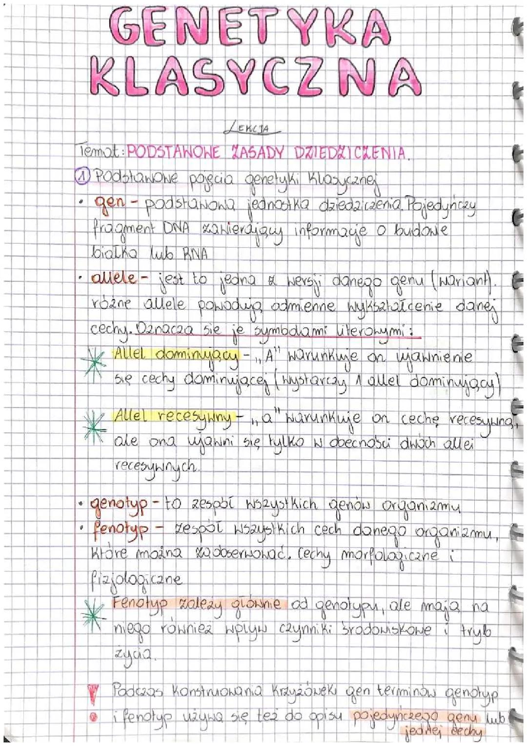Podstawowe Zasady Dziedziczenia i Genetyka Klasyczna