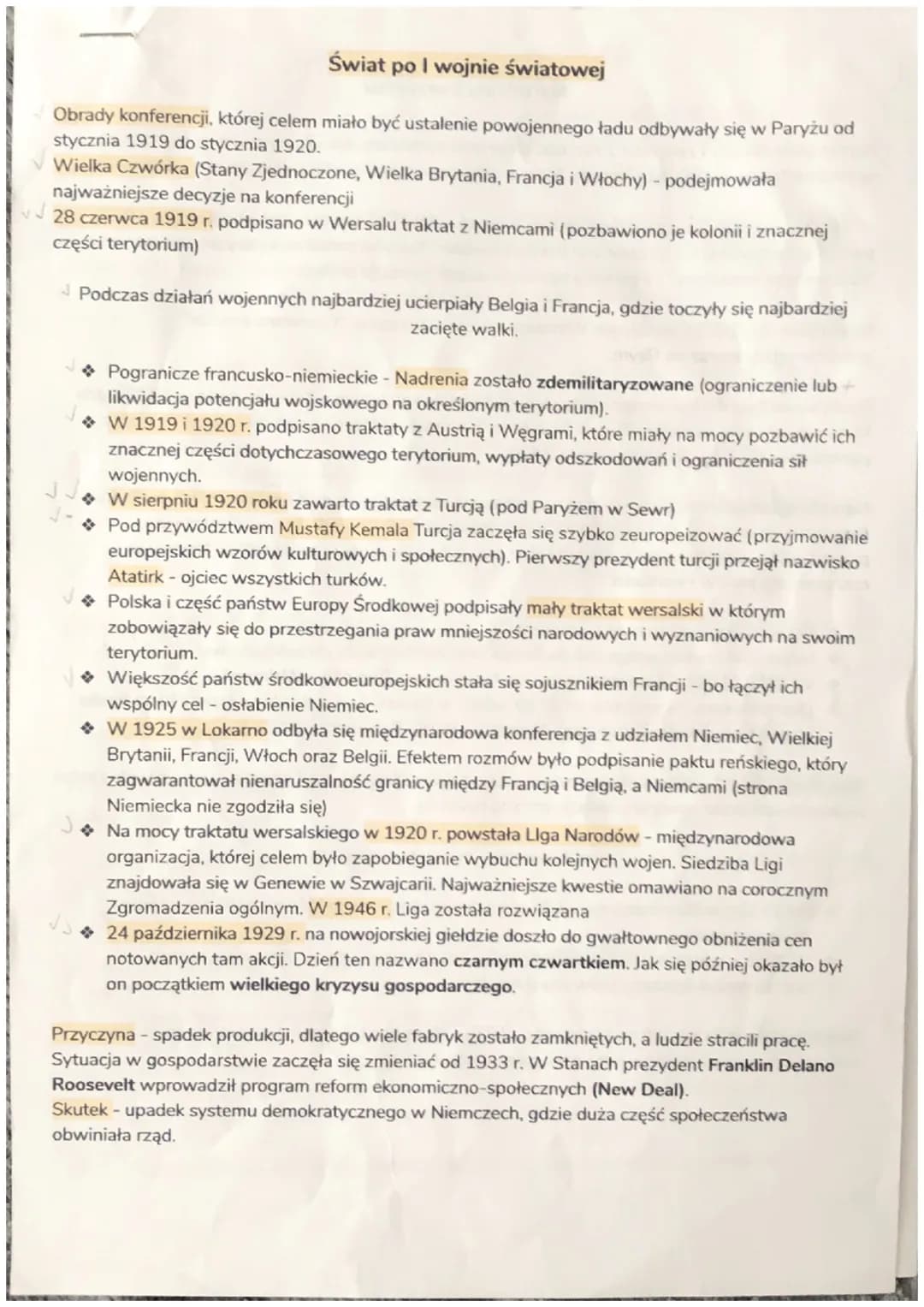 Świat po I wojnie światowej
Obrady konferencji, której celem miało być ustalenie powojennego ładu odbywały się w Paryżu od
stycznia 1919 do 