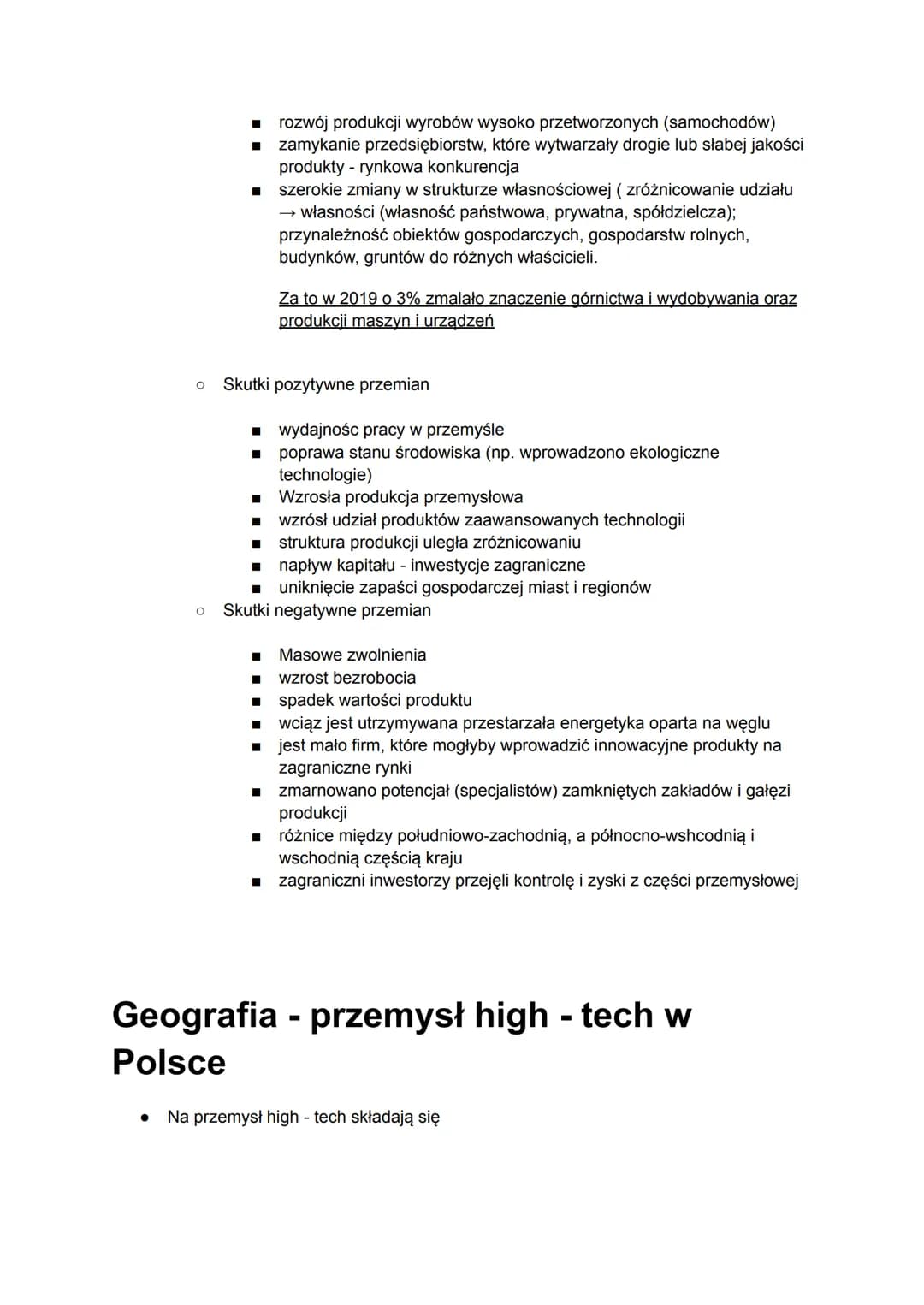 Geografia - przemysł w Polsce
Przemysł przed 1989 :
O Powstanie Górnośląskiego Okręgu Przemysłowego (Złoża surowców
mineralnych) i Centralne