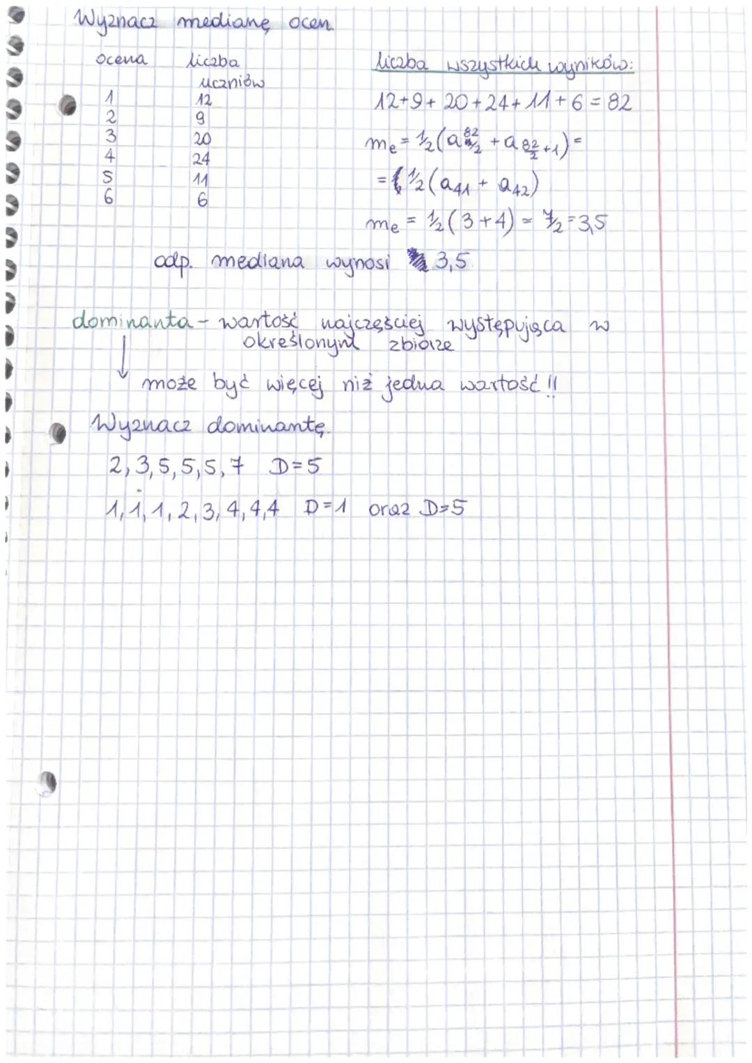 T
T
STATYSTYKA
średnia arytmetyczna- suma liczb podzielona przez ich sume
Średnia arytm zestawu liczb 2; x; 6; 7; 12 wynosi 6,4. Oblicz x
2+