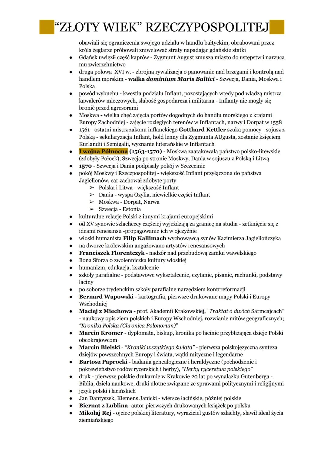 "ZŁOTY WIEK" RZECZYPOSPOLITEJ
1. PANOWANIE OSTATNICH JAGIELLONÓW
•
•
.
•
•
.
•
•
⋅
•
•
•
•
XV w - Jagiellonowie jedną z bardziej wpływowych 