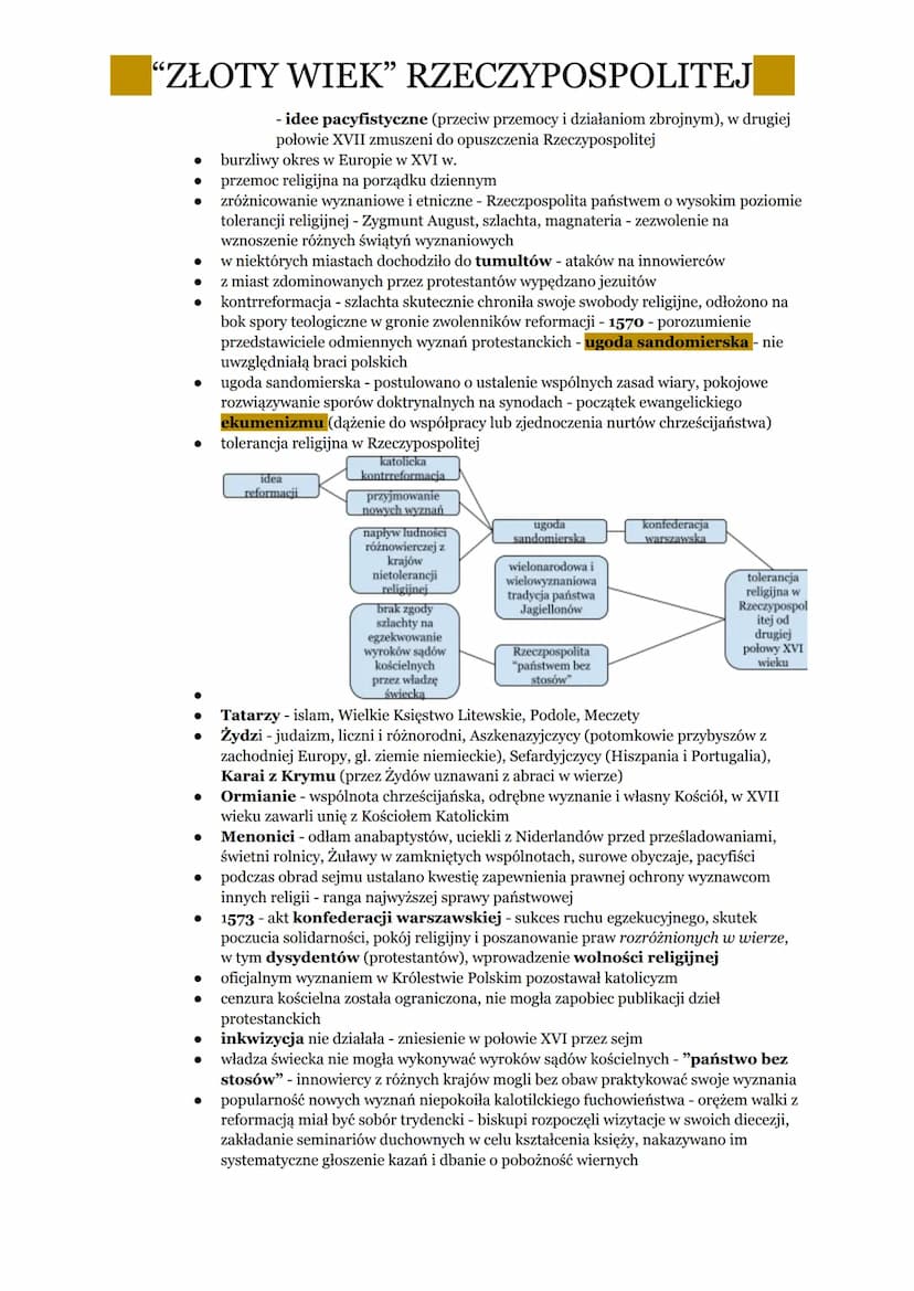 "ZŁOTY WIEK" RZECZYPOSPOLITEJ
1. PANOWANIE OSTATNICH JAGIELLONÓW
•
•
.
•
•
.
•
•
⋅
•
•
•
•
XV w - Jagiellonowie jedną z bardziej wpływowych 