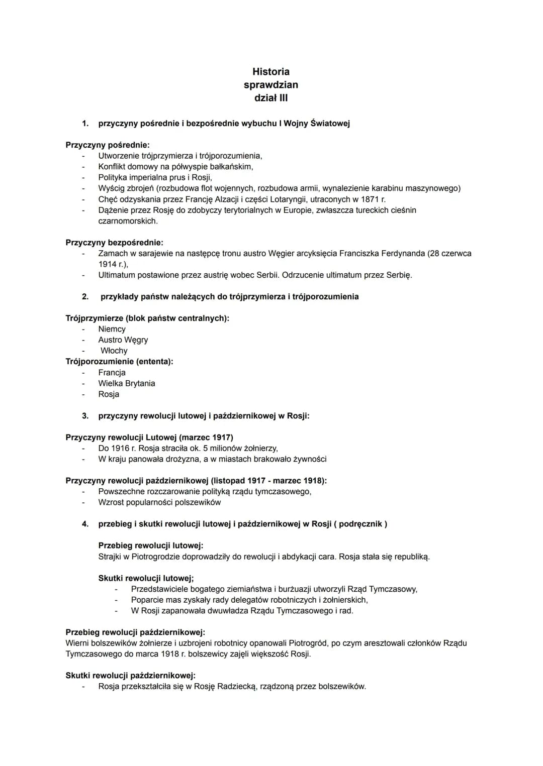 Historia sprawdzian dział III