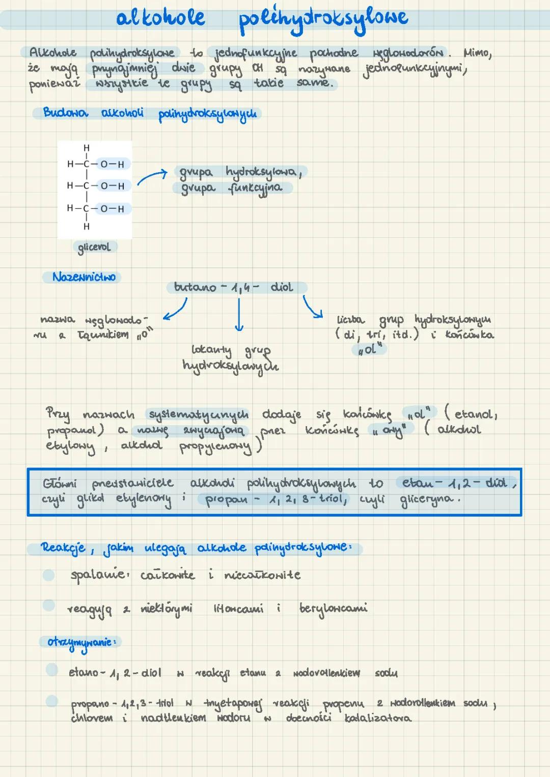 Alkohole Polihydroksylowe - Klasa 3 Chemia