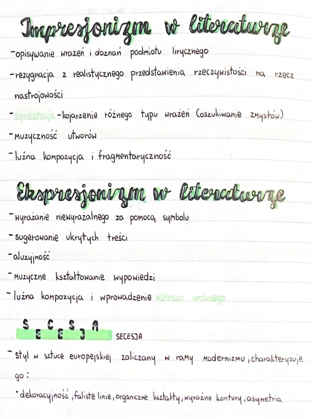 Impresjonizm w literaturze
-opisywanie wrażeń i doznań podmiotu lirycznego
-rezygnacja z realistycznego przedstawienia rzeczywistości na
rze