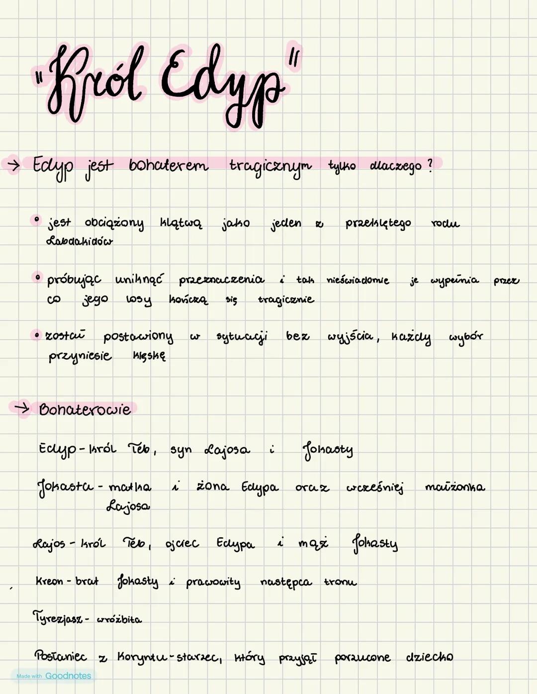 >>
Plan wydarzeń
1. Елур przyпека
odszukać i
ukarać
zabójcę Lajosa,
aby uwolnić
Teby od gniewu bogów.
2. Wróżbita Tyrezjasz
nie
cnce
ujawnić