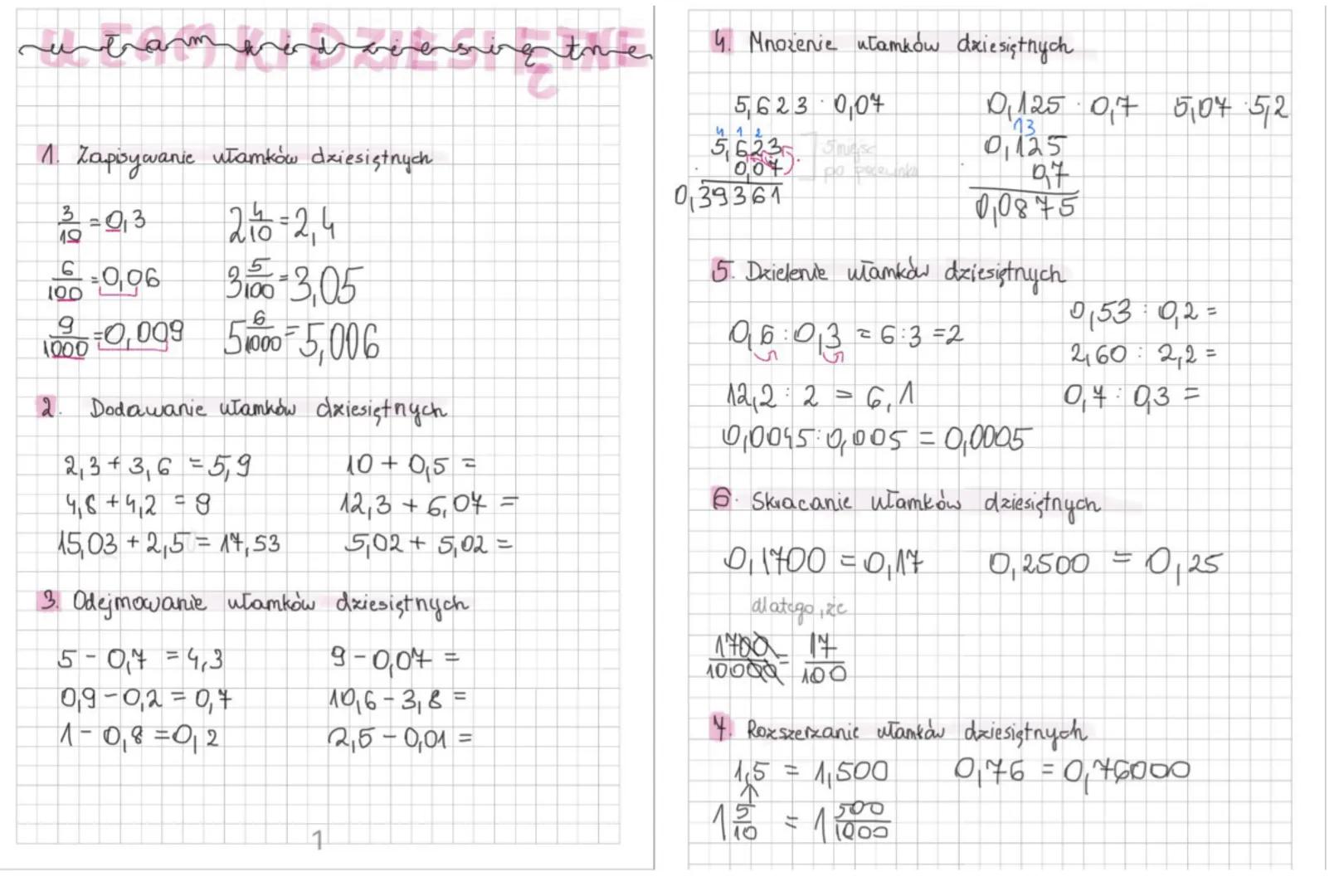 مقسه
1. Zapisywanie ułamków dziesiętnych
2 1 10 = 2₁4
300-3,05
3=0,3
-0,06
9 -0,099 5000-5,006
1000
6
100
nirentme
2. Dodawanie ułamków dzie