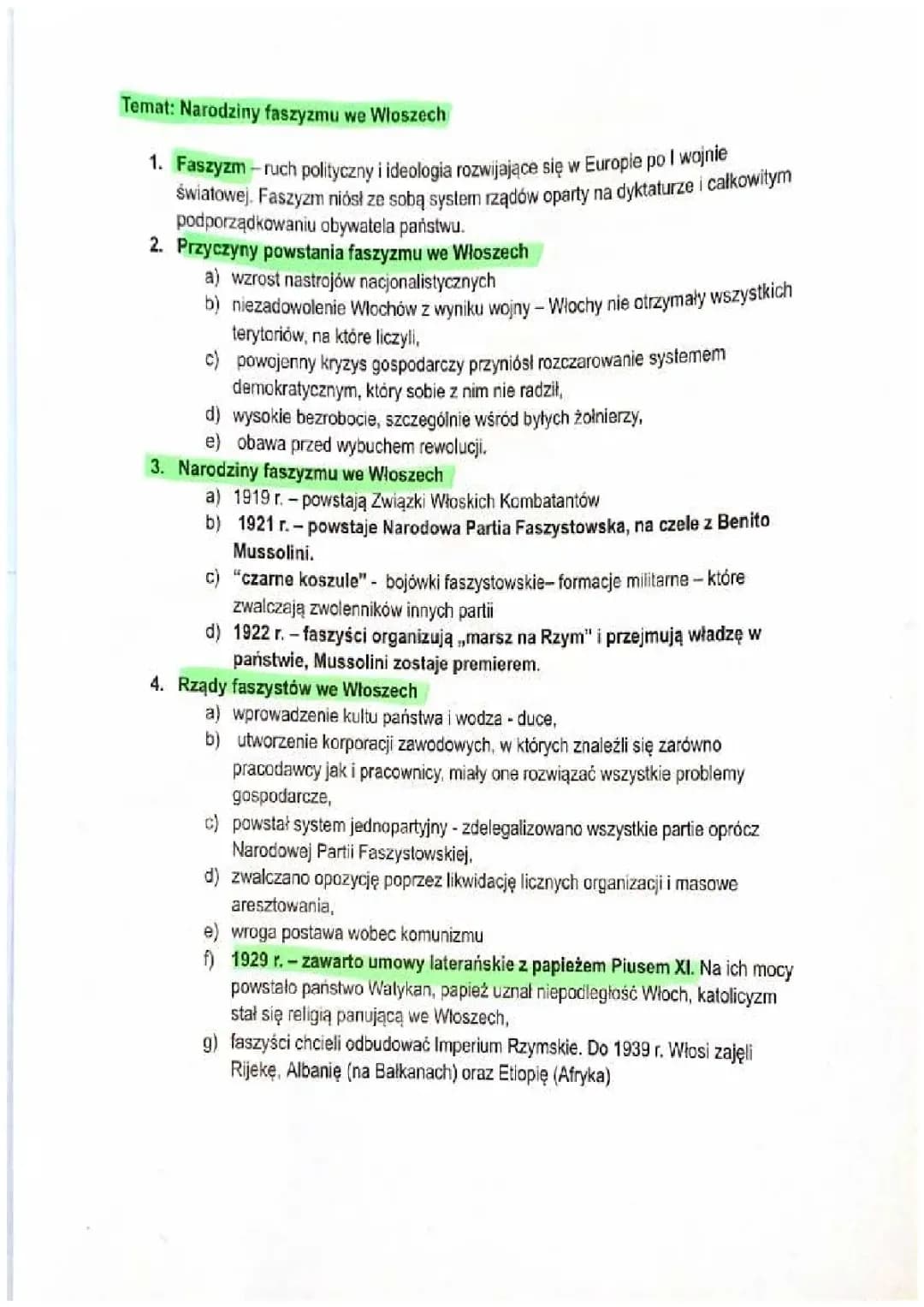  narodziny faszyzmu we Włoszech 