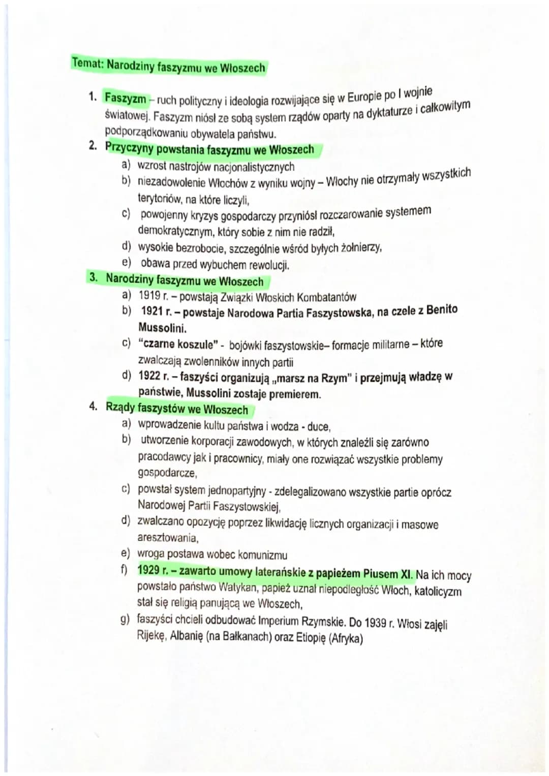 Temat: Narodziny faszyzmu we Włoszech
1. Faszyzm - ruch polityczny i ideologia rozwijające się w Europie po I wojnie
światowej. Faszyzm niós
