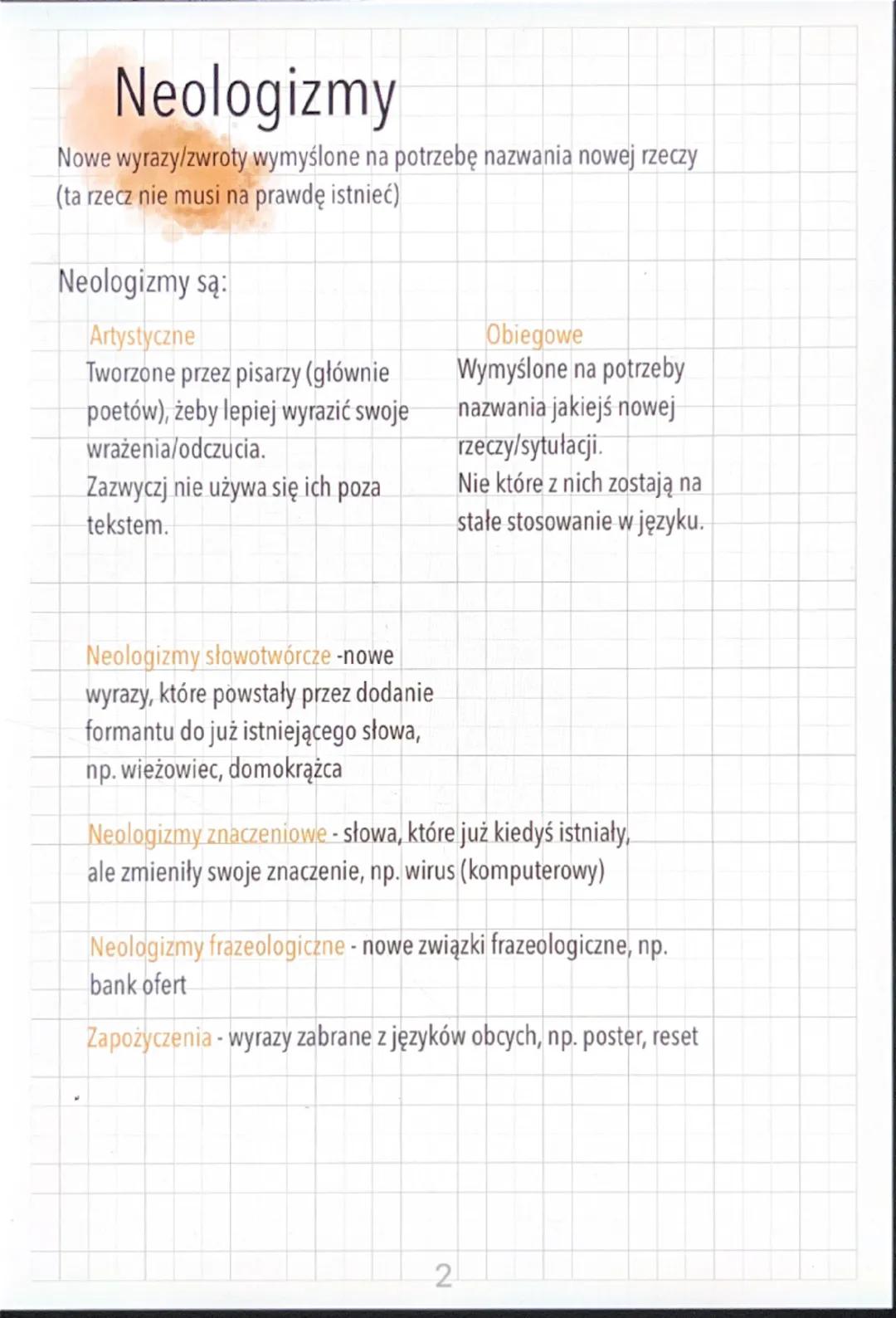 Środki językowe Neologizmy
Nowe wyrazy/zwroty wymyślone na potrzebę nazwania nowej rzeczy
(ta rzecz nie musi na prawdę istnieć)
Neologizmy s