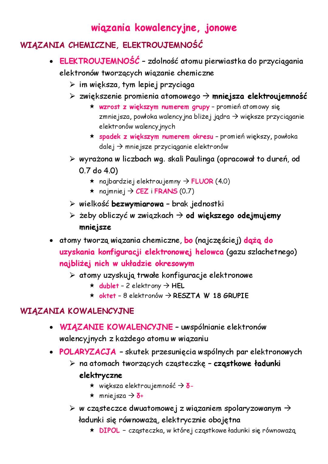 Wiązania Kowalencyjne i Jonowe - Zadania i Przykłady dla Klasy 1 Liceum