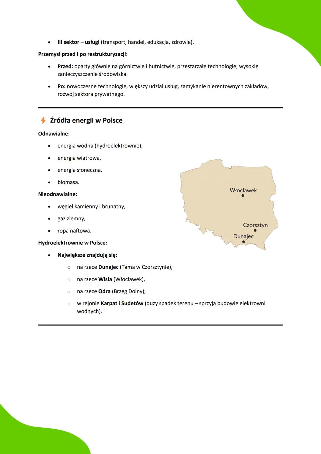 # Notatka - Rolnictwo i przemysł w
Polsce

## Rolnictwo w Polsce

Czynniki rozwoju rolnictwa:

*   Przyrodnicze:

    *   żyzność gleb (np. 
