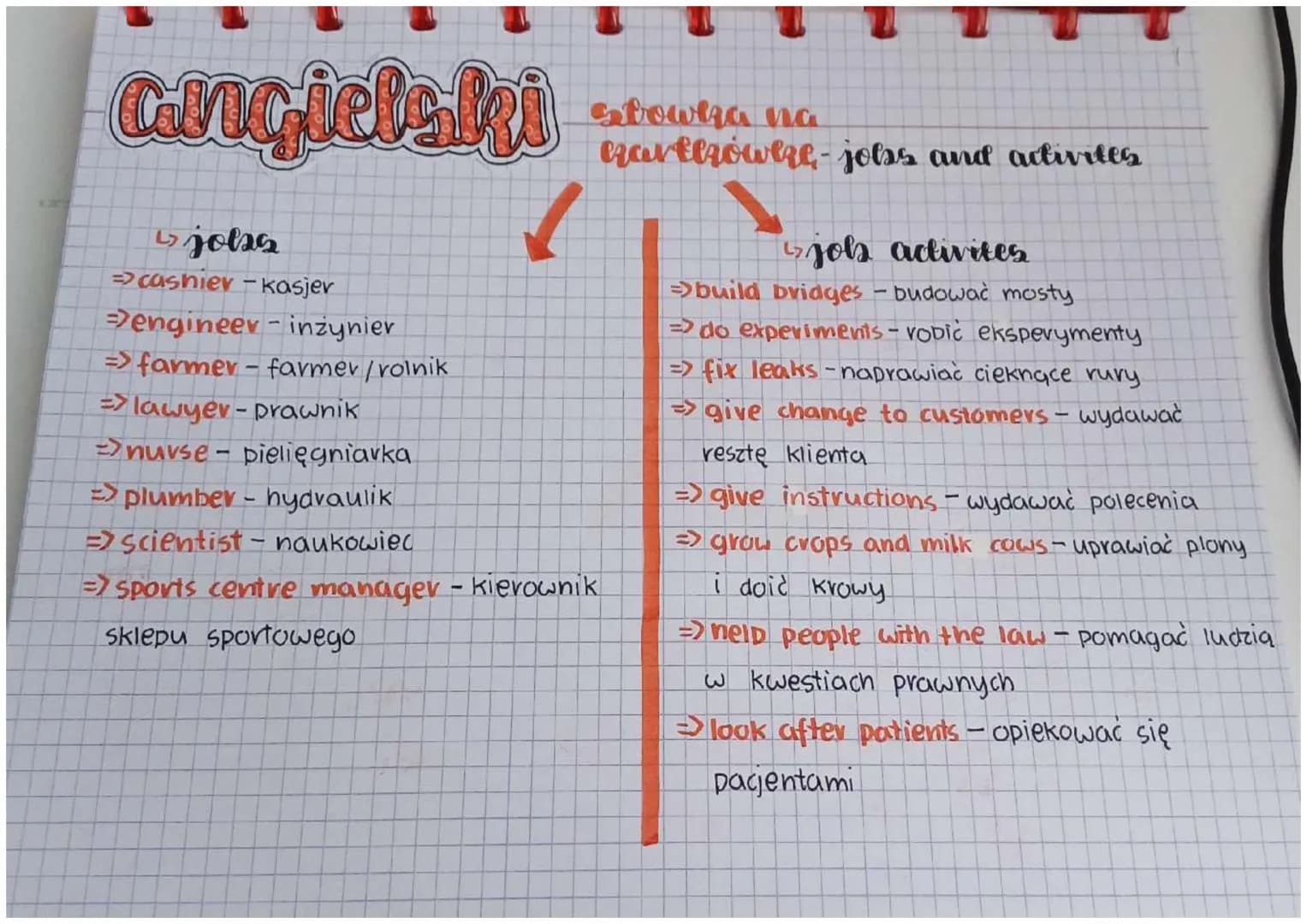 angielski
etoweza na
Rzar Elzóweze- jolas and activites
15 jobs
=> cashier - kasjer
engineer - inżynier
=> farmer - farmer / rolnik
=> lawye