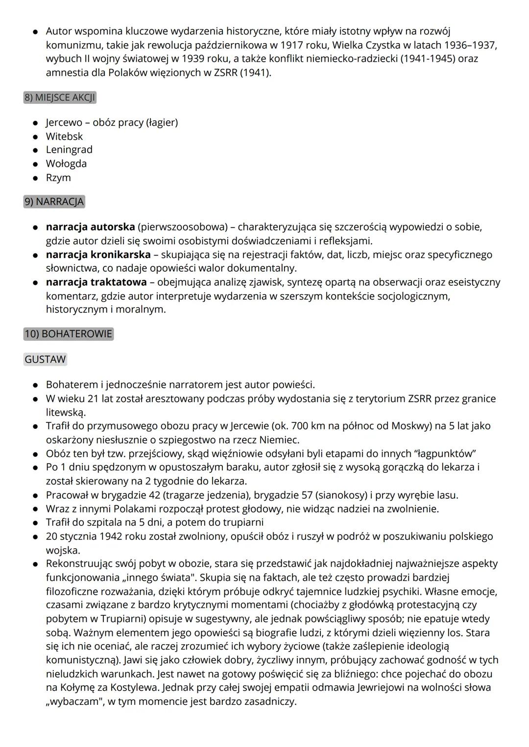 GUSTAW HERLING-GRUDZIŃSKI
“INNY ŚWIAT"

1) ZNAZCENIE UTWORU

• Dokument świadka sowieckiego totalitaryzmu.

• Książka pokazuje realia sowiec