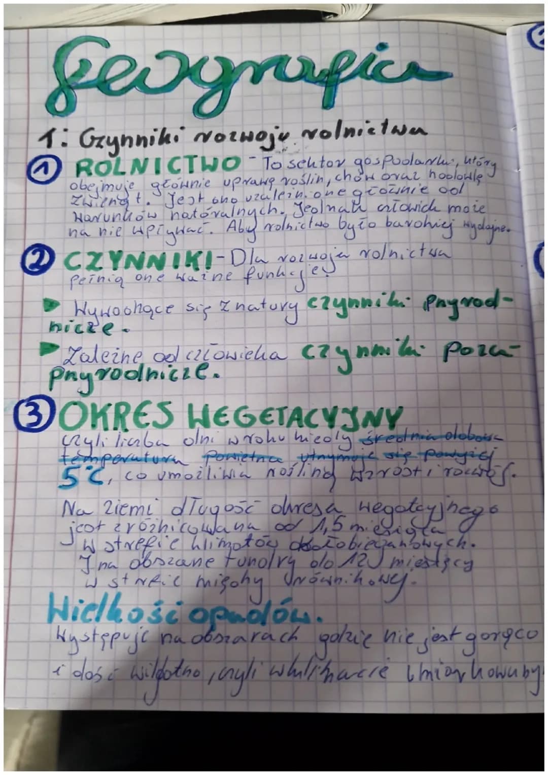 geografic
1: Gzynniki Nozwoju rolnictwa
①ROLNICTWO - To sektor gospodarki, który
obejmuje głównie uprawę roślin, chow oraz hoolowle
Zwiegt. 