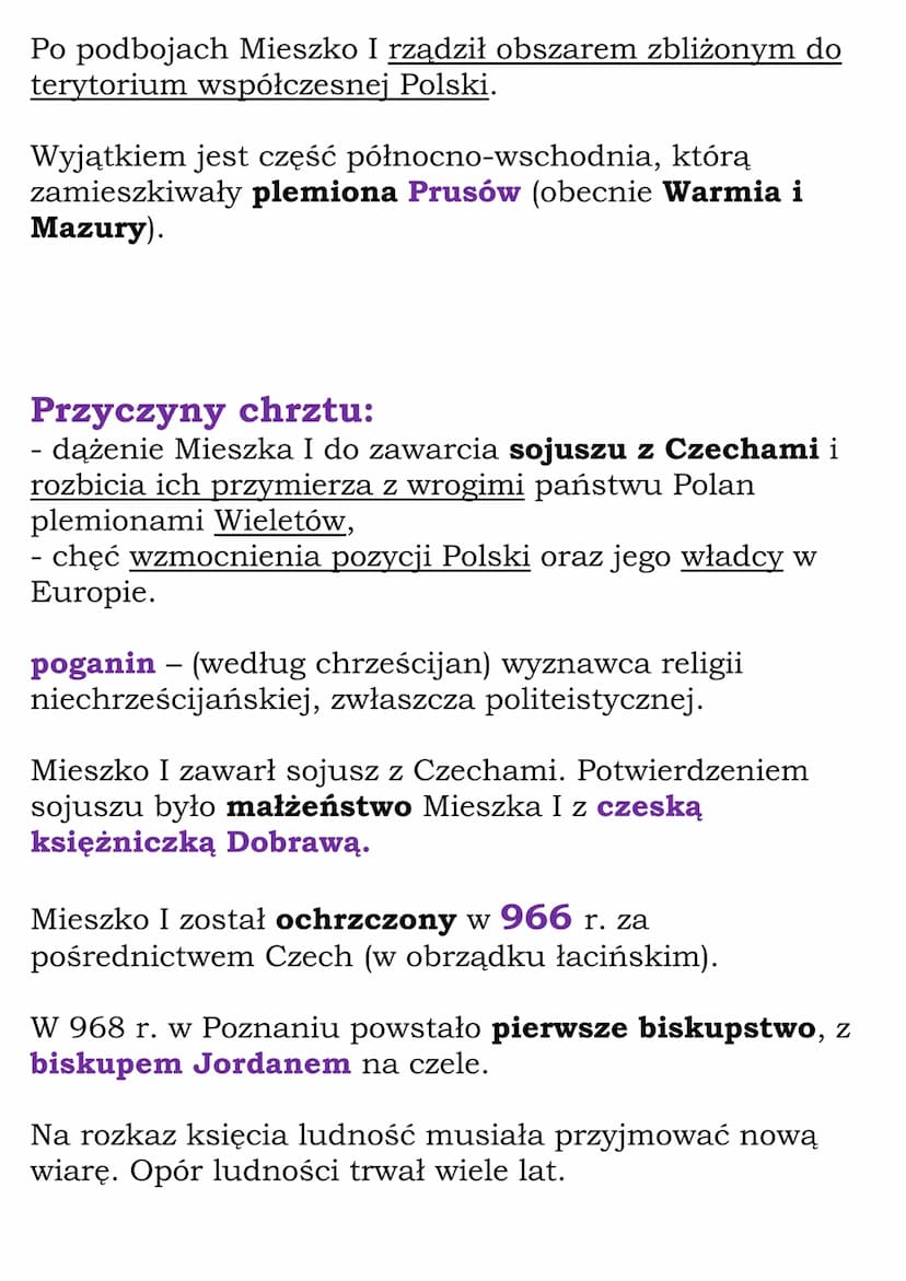 Mieszko I i początki
Polski
Od państwa Polan do Polski
Plemieniem Polan rządzili książęta z dynastii Piastów.
Najpierw Piastowie rządzili w 