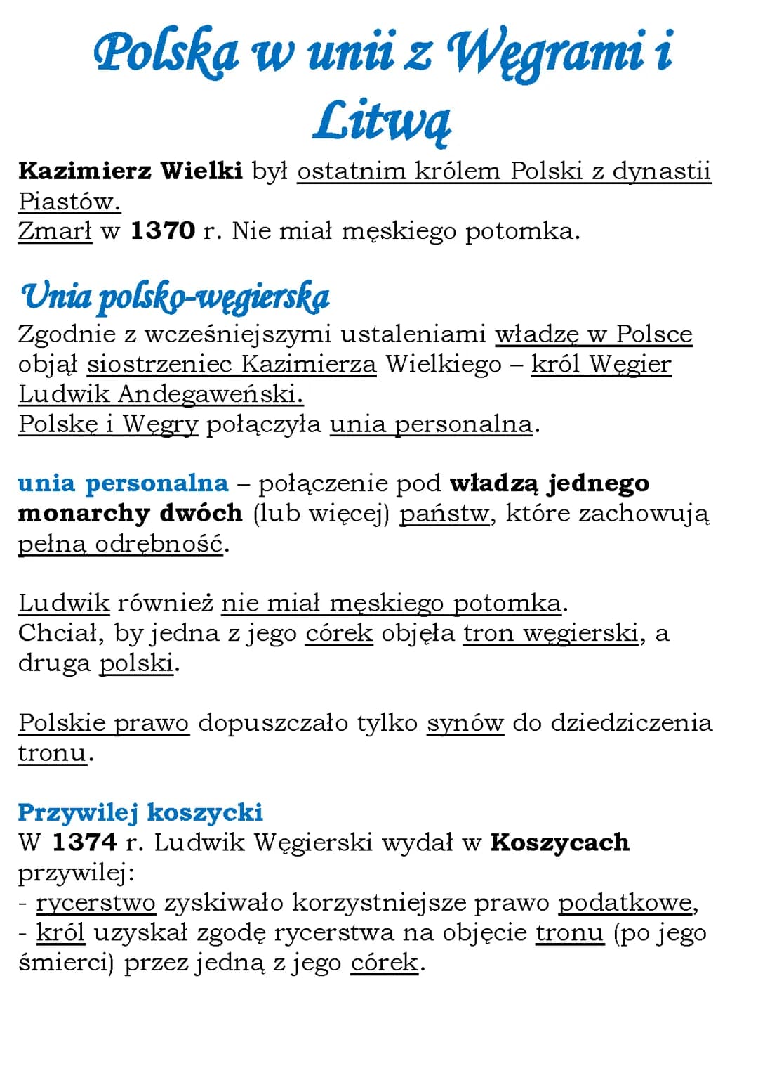 Polska w unii z Węgrami i Litwą (kl 5, WSiP)