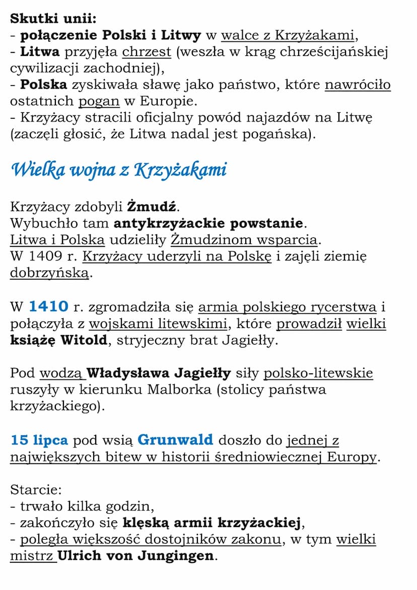 Polska w unii z Węgrami i
Litwą
Kazimierz Wielki był ostatnim królem Polski z dynastii
Piastów.
Zmarł w 1370 r. Nie miał męskiego potomka.
U
