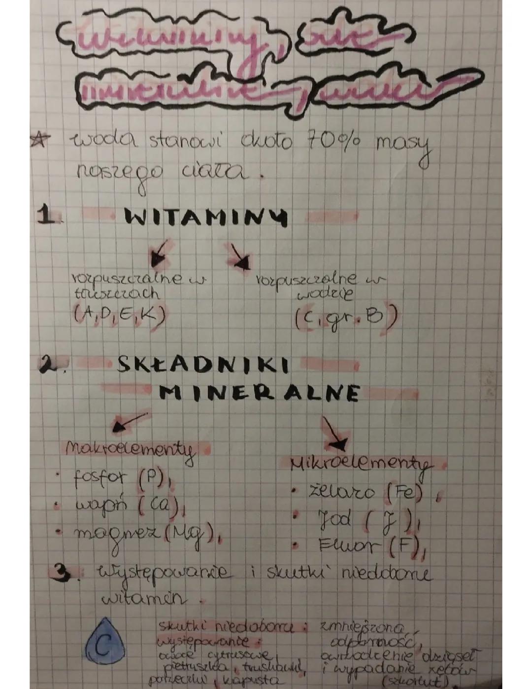 Witaminy, sole mineralne, woda