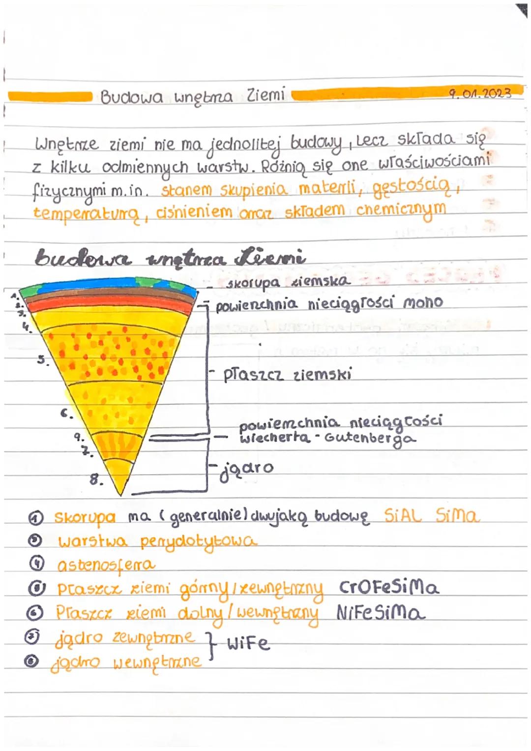 Budowa wnętma Ziemi
Wnętrze ziemi nie ma jednolitej budowy, Lecz składa się
Z kilku odmiennych warstw. Różnią się one właściwościami
fizyczn
