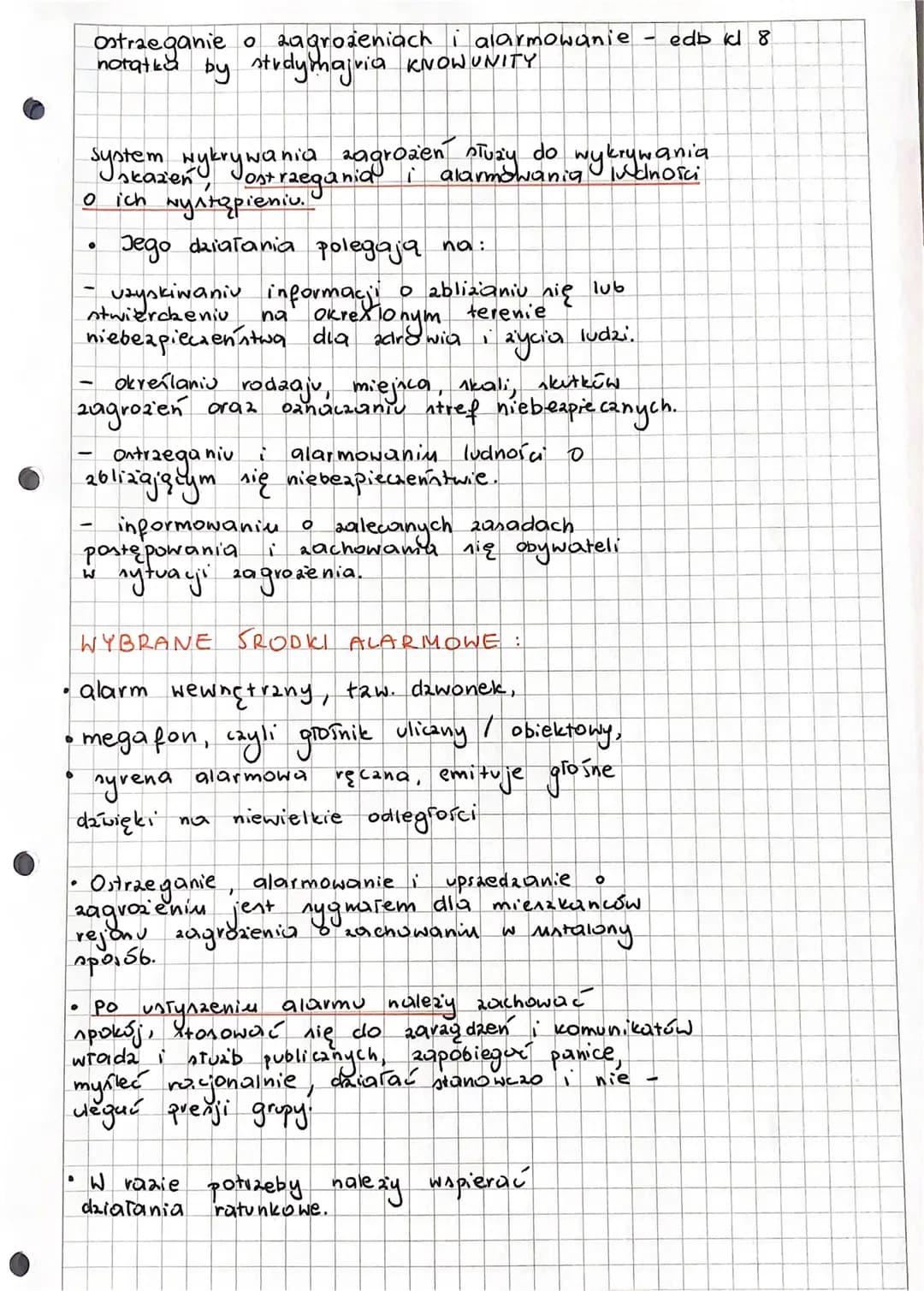 ostrzeganie o zagrożeniach i alarmowanie
notatka by studymajvia KNOWUNITY
system
do
zagrozen służy
Jost raegania i alarmowania
。 ich wystąpi
