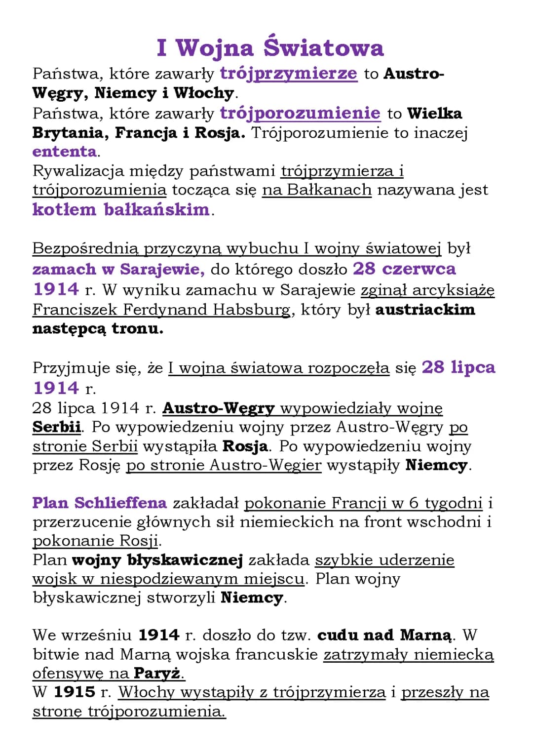 Przyczyny 1 Wojny Światowej w Punktach - Trójprzymierze i Trójporozumienie