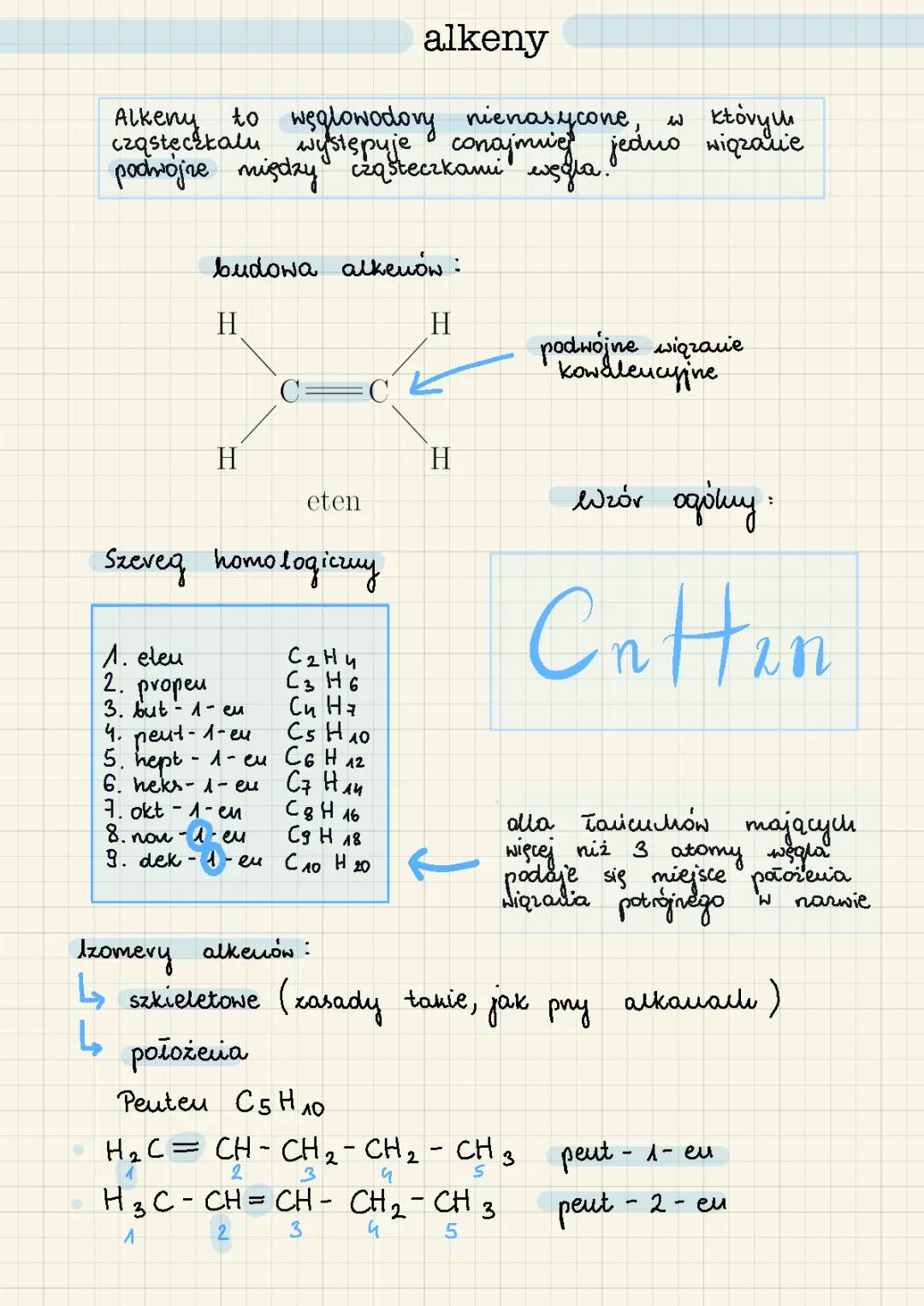 Alkeny: Krótka Charakterystyka i Właściwości