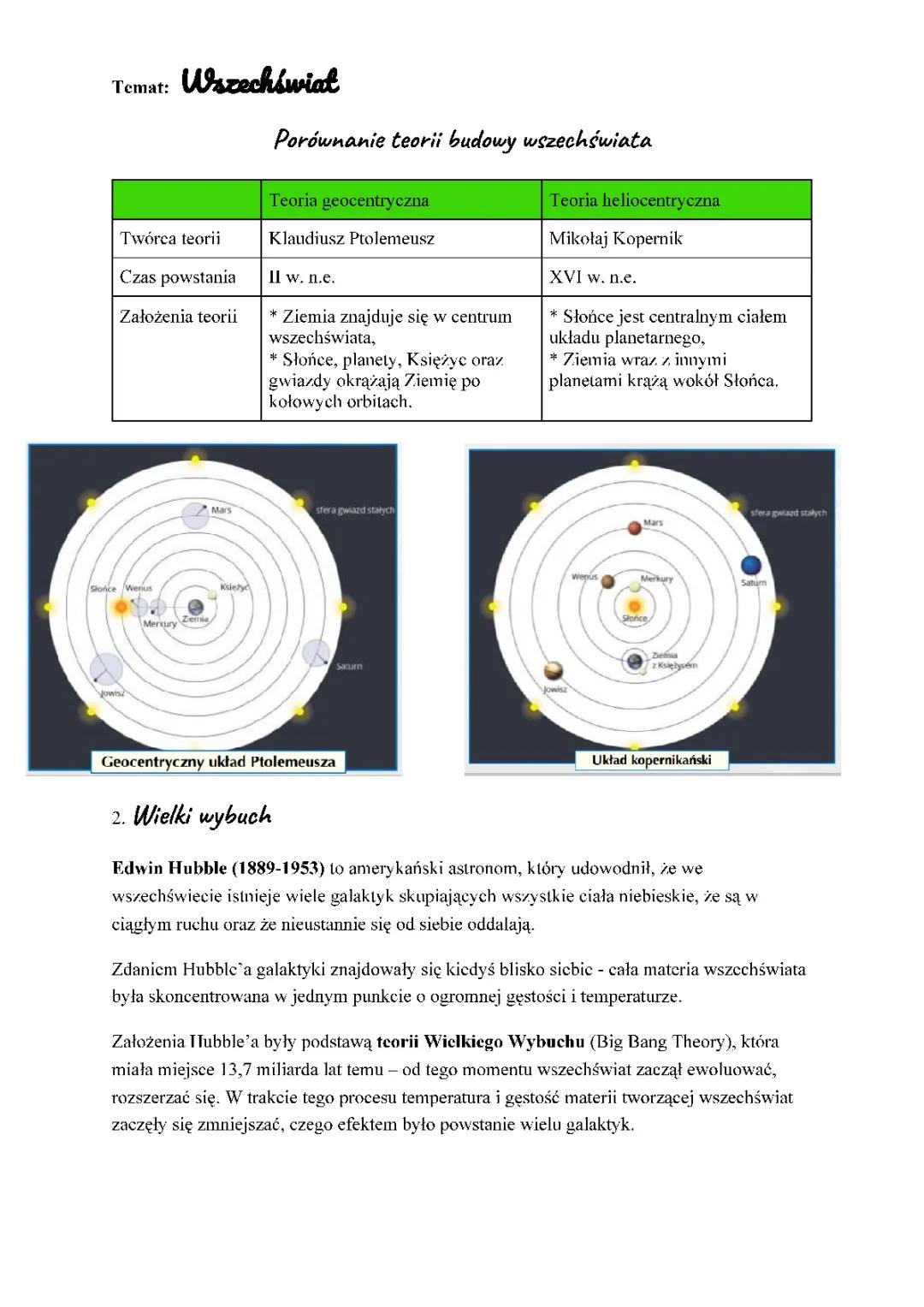 Teoria Geocentryczna i Heliocentryczna - Wszechświat i Galaktyki