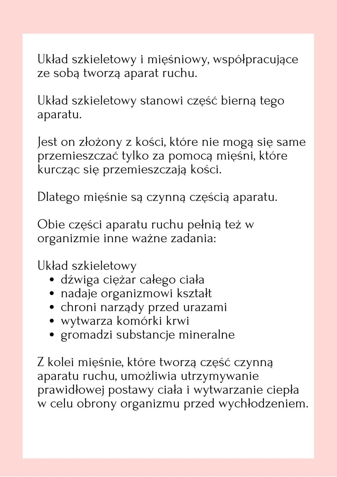 APARAT RUCHU.
BUDOWA SZKIELET. Układ szkieletowy i mięśniowy, współpracujące
ze sobą tworzą aparat ruchu.

Układ szkieletowy stanowi część b