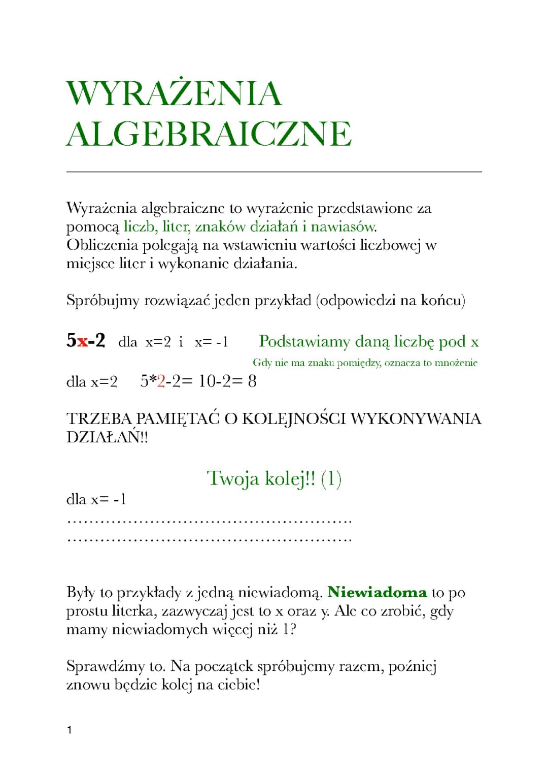 Wyrażenia algebraiczne