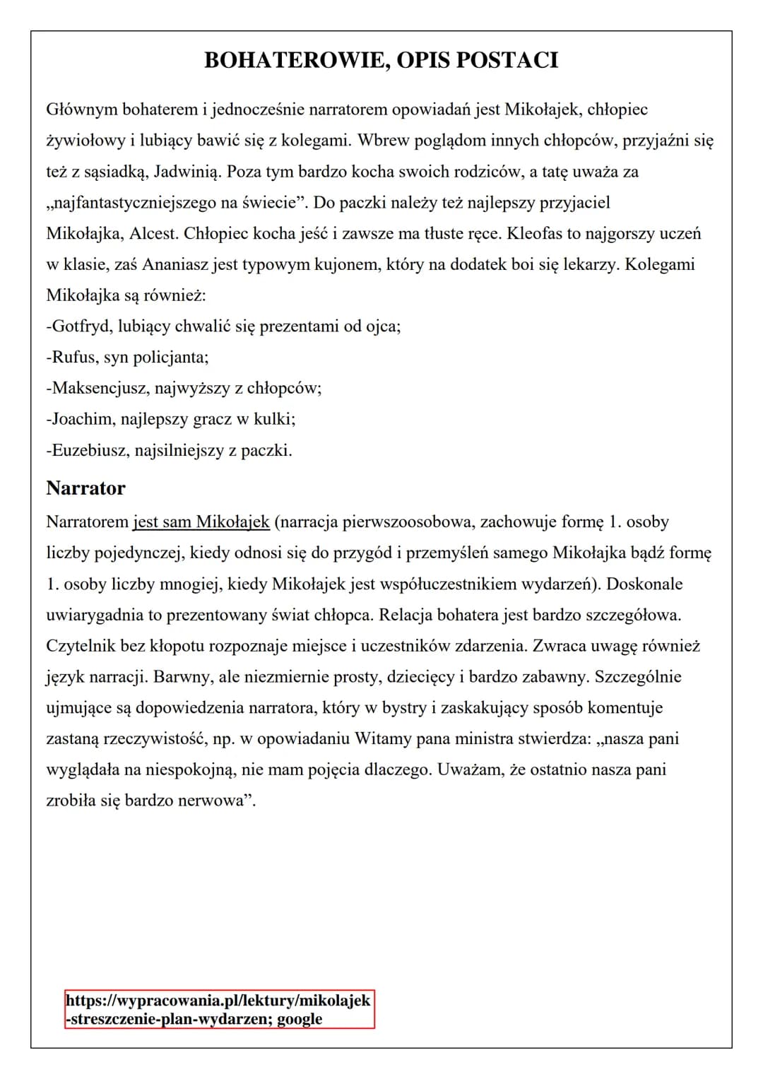MIKOŁAJEK-OPRACOWANIE LEKTURY
Czas akcji
Francja, lata 60. XX wieku; bliżej nieokreślony - w opowiadaniu Uciekam z domu
narrator podaje info