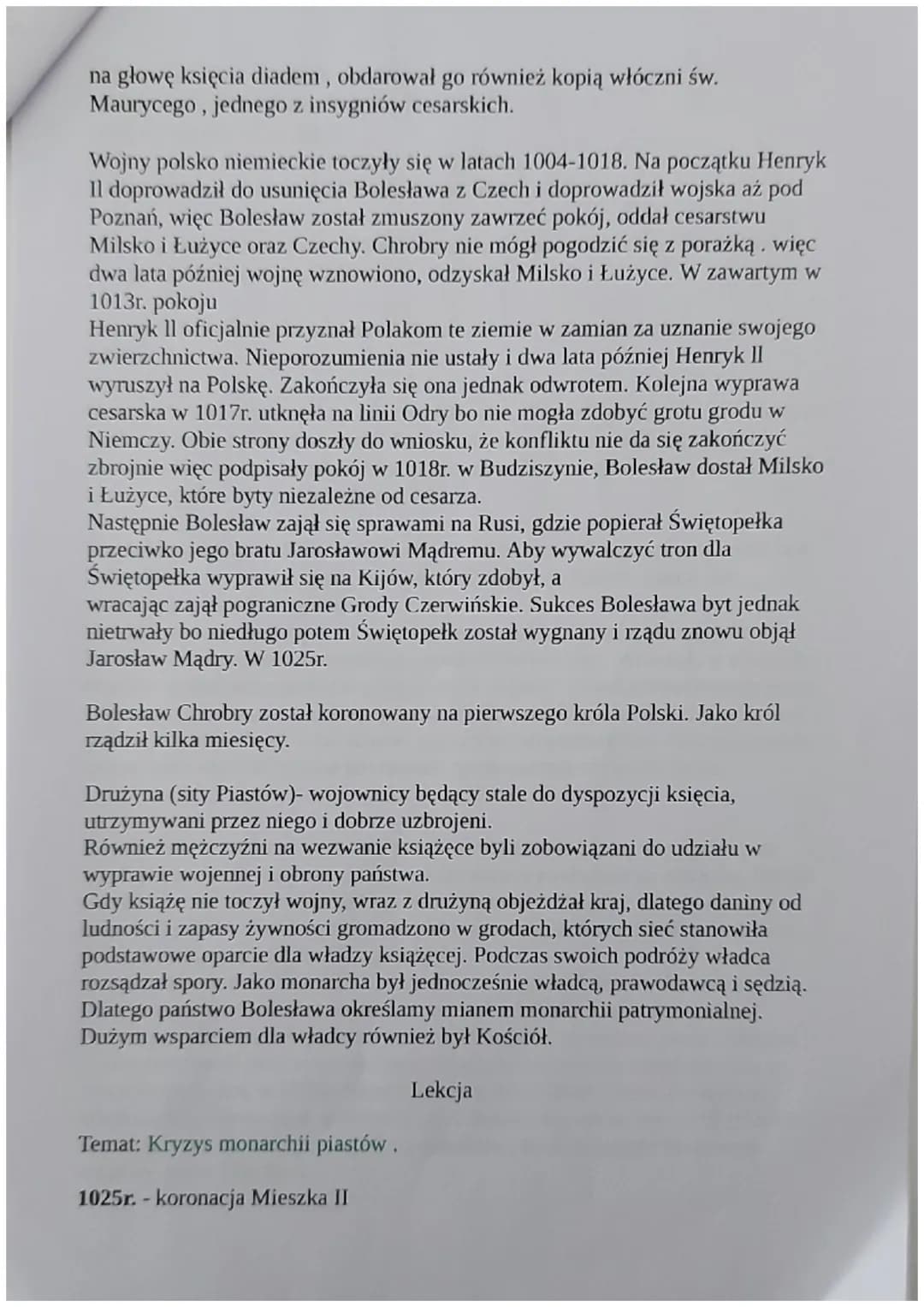 DZIAŁ V
POLSKA ZA PIERWSZYCH PIASTÓW
Lekcja
Temat: Pradzieje ziem polskich.
ok.500tys. Lat temu - najstarsze odnalezione w Polsce ślady Homo