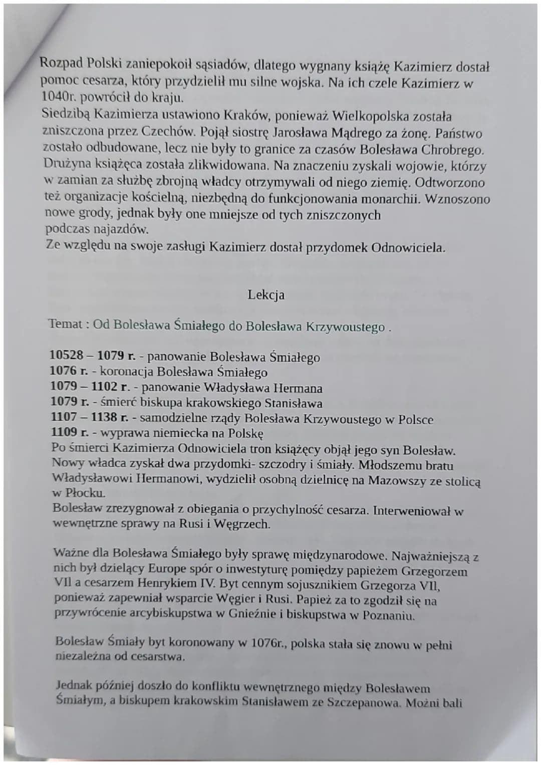 DZIAŁ V
POLSKA ZA PIERWSZYCH PIASTÓW
Lekcja
Temat: Pradzieje ziem polskich.
ok.500tys. Lat temu - najstarsze odnalezione w Polsce ślady Homo