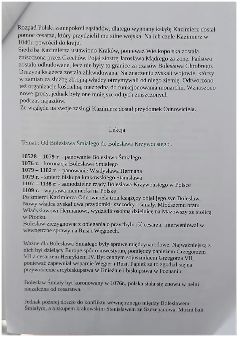 DZIAŁ V
POLSKA ZA PIERWSZYCH PIASTÓW
Lekcja
Temat: Pradzieje ziem polskich.
ok.500tys. Lat temu - najstarsze odnalezione w Polsce ślady Homo