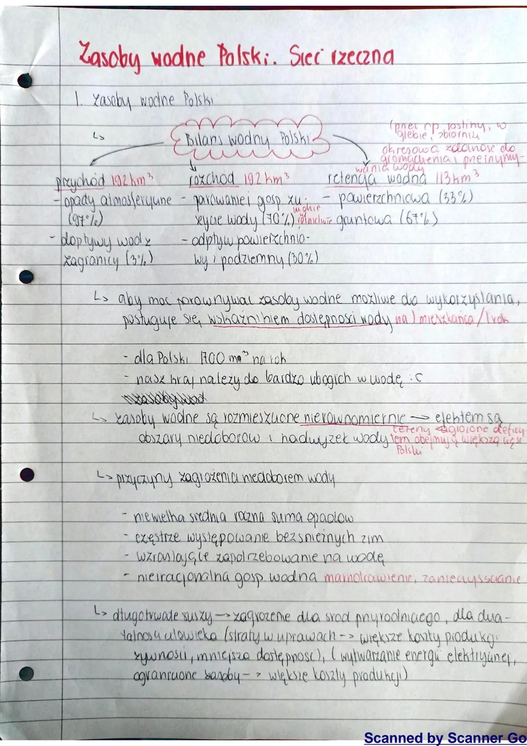 Zasoby wodne Polski. Sieć rzeczna
1. Zasoby wodne Polski
L>
-doptywy wod &
zagranicy (3%)
n
Bilan's wodny Polski.
ли
przychod 192 km²
rozcho