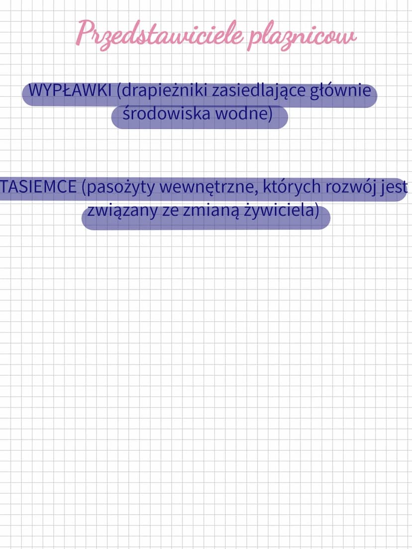 Biologia
Plaznice-zwierzeta, które maja plaskie cialo
Płaźnice mają
PŁASKIE,
WYDŁUŻONE
ciało.
Organizm, w
którym przebywają
doroste pasożyty
