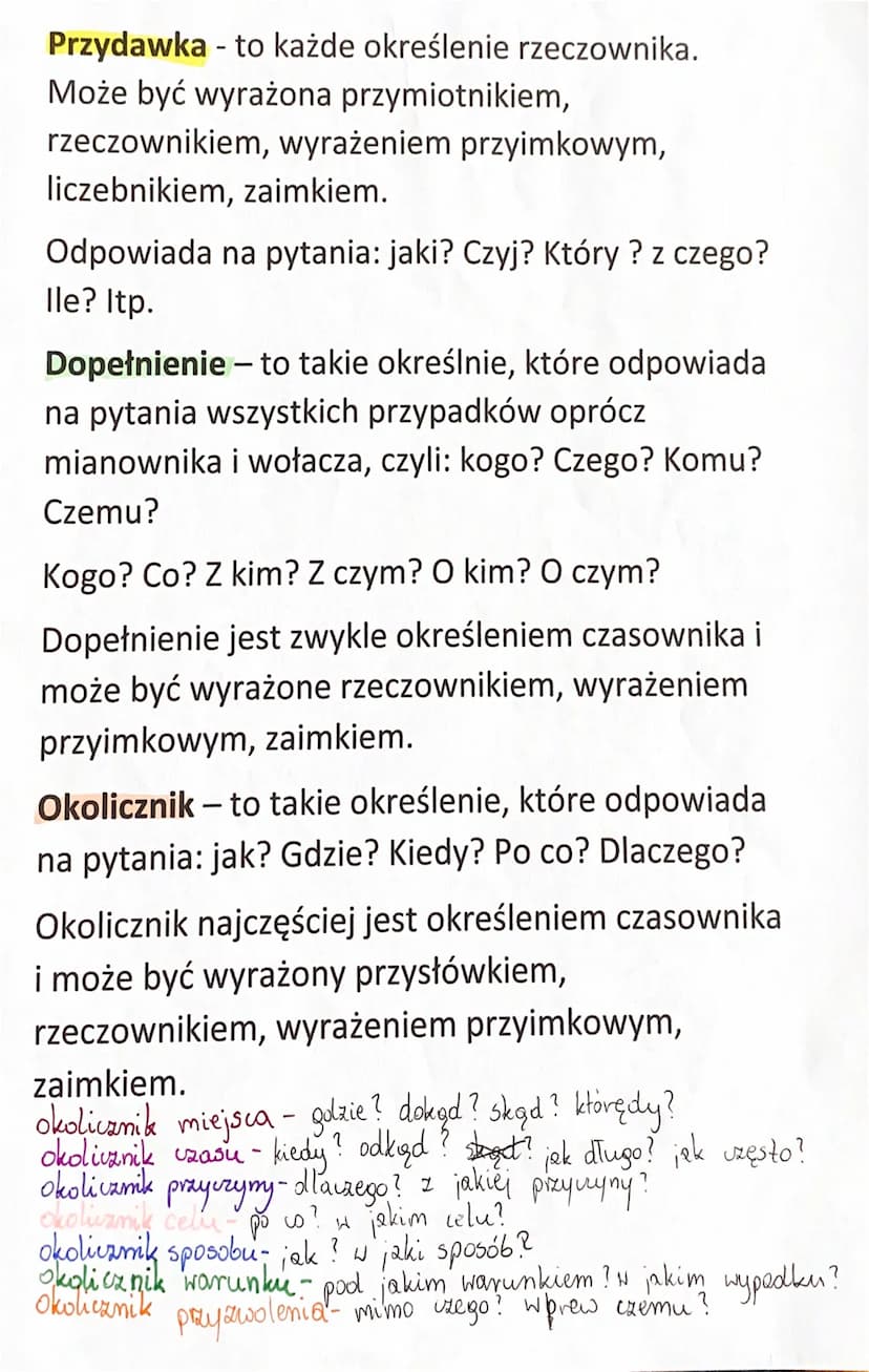 Zdania składają się z tzw. części. Najważniejszymi
częściami zdania są: orzeczenie i podmiot.
Orzeczenie to czasownik najczęściej w formie o