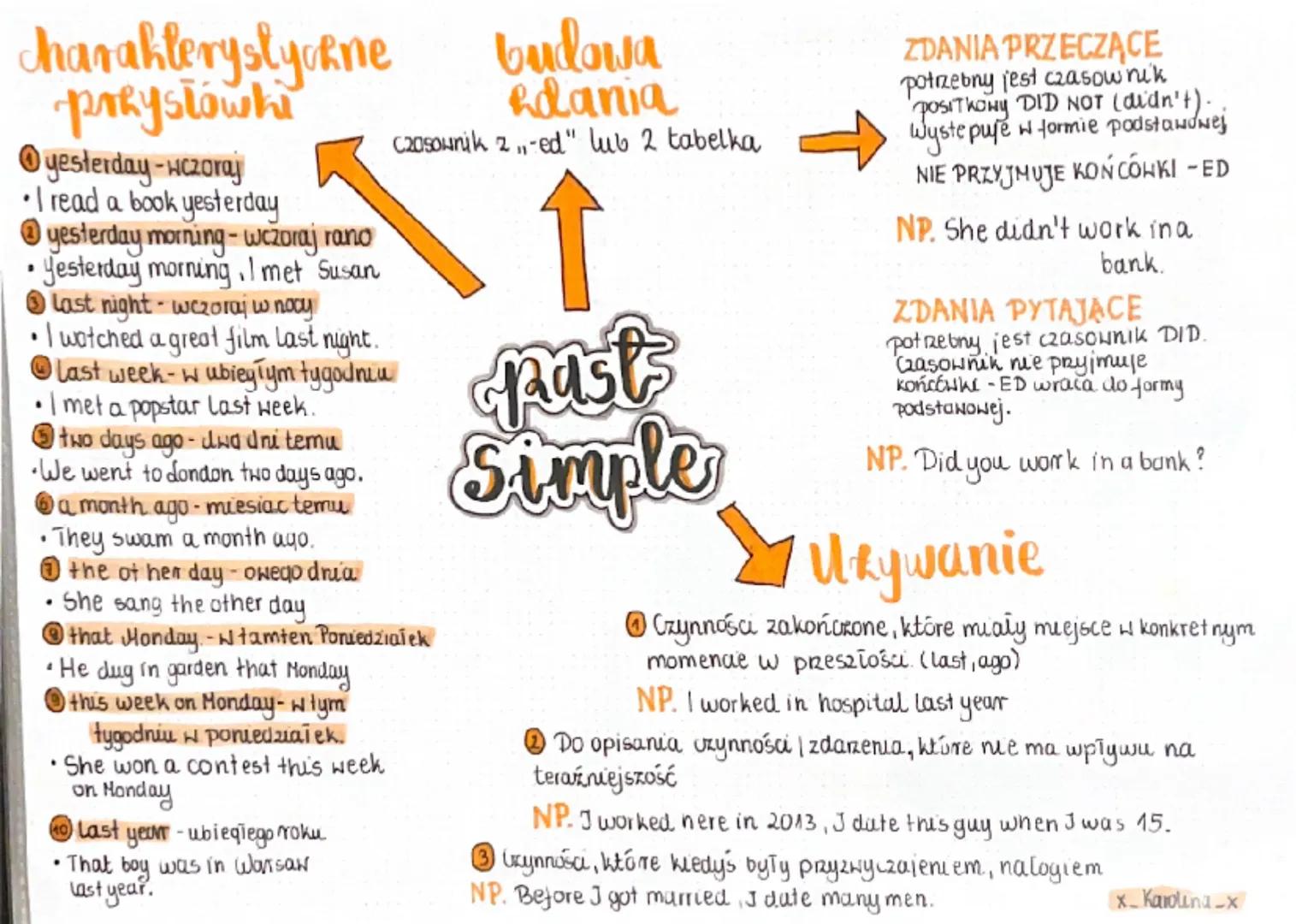 charakterystyczne
przysłówki
①yesterday-wczoraj
I read a book yesterday
yesterday morning-wczoraj rano
•Yesterday morning. I met Susan
Last 