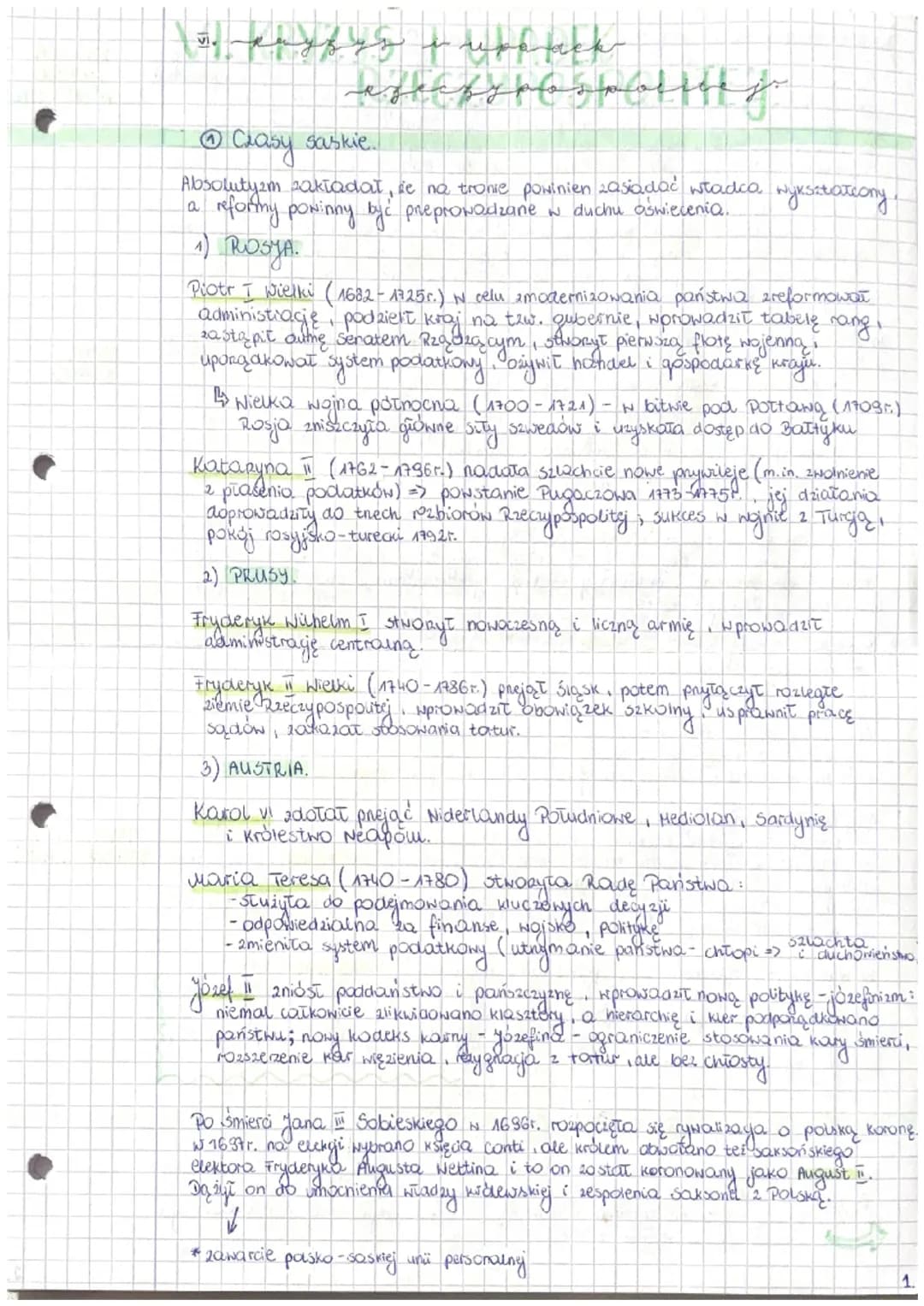 Clasy saskie...
Absolutyzm zakładał, ie na tronie powinien zasiadać władca
reformy powinny być przeprowadzane w duchu aświecenia.
a
1) ROSYA