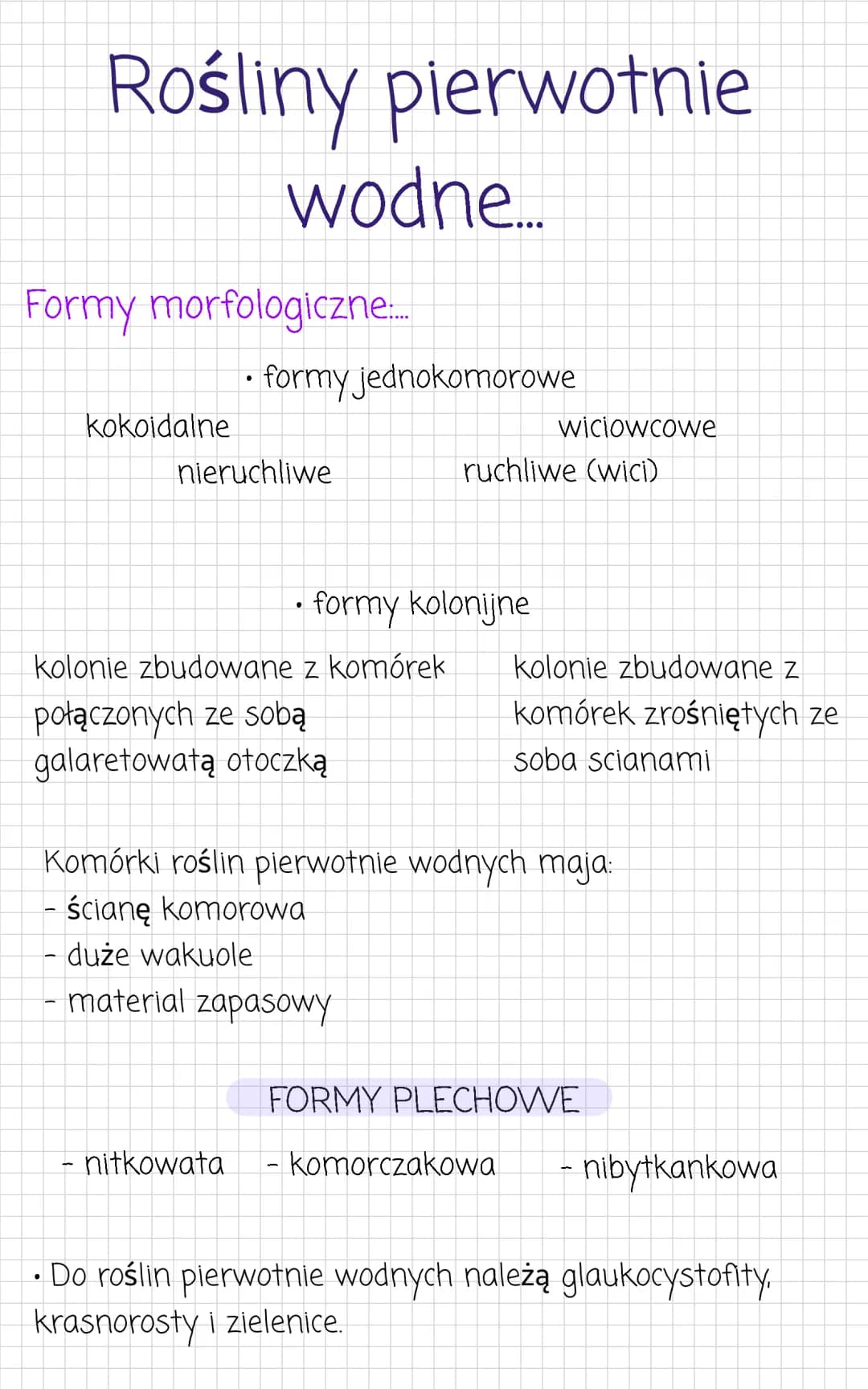 rośliny lądowe, pierwotnie i wtórnie wodne